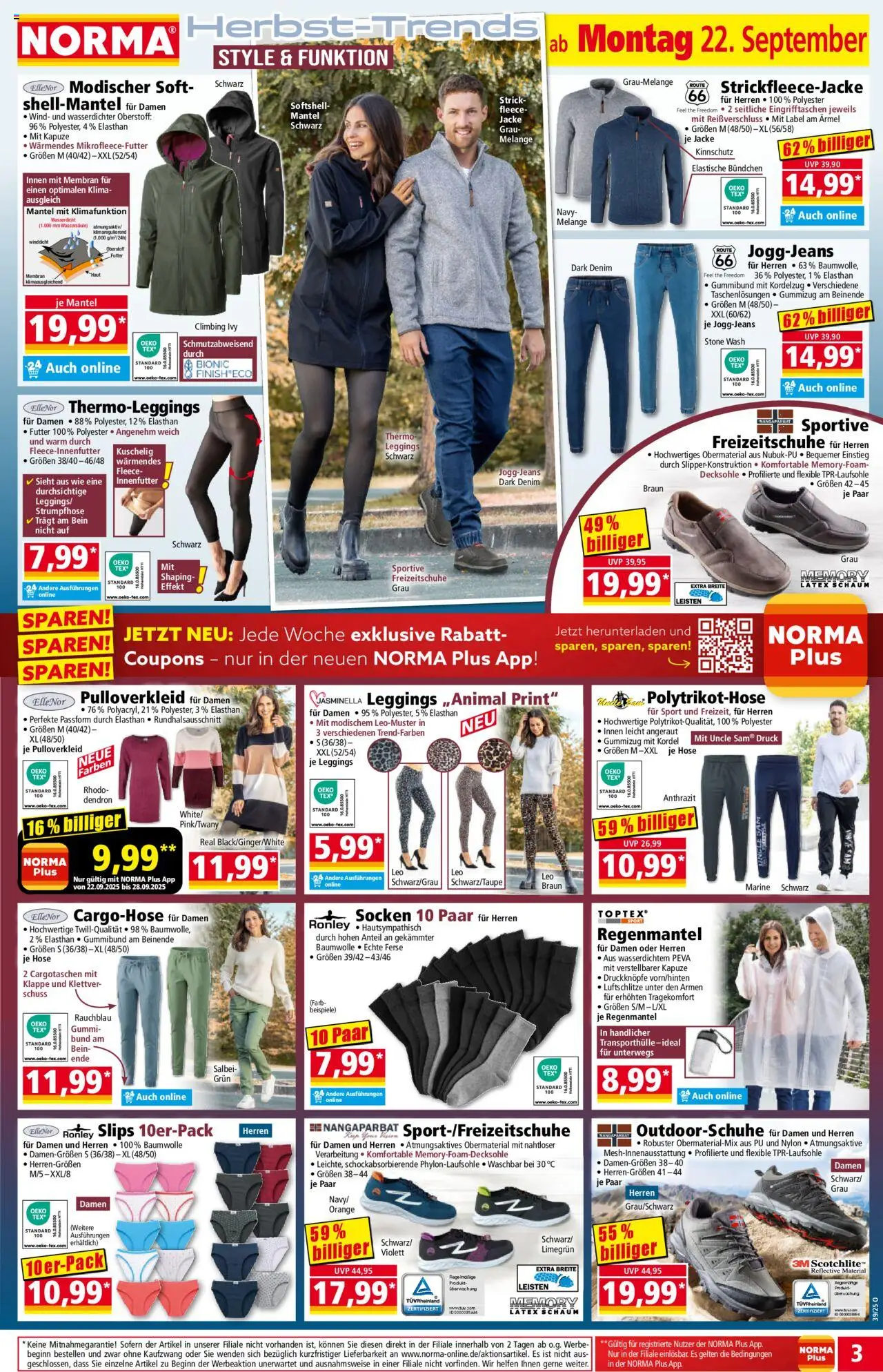 Norma Prospekt 	 – gültig ab 22.09.2025 | Seite: 4 | Produkte: Cargohose, Mantel, Socken, Strumpfhose