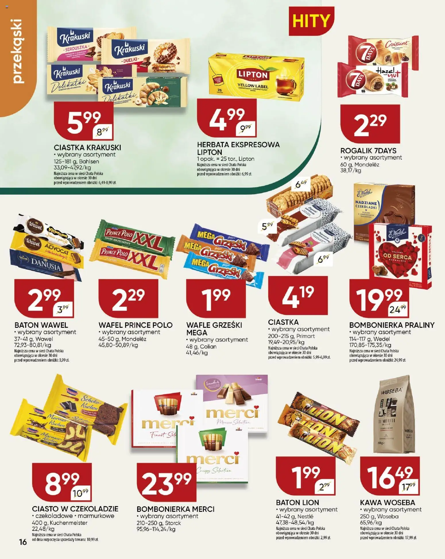 Chata Polska Gazetka od 15.01.2026 | Strona: 16 | Produkty: Czekoladki, Wafle, Ciasto, Herbata