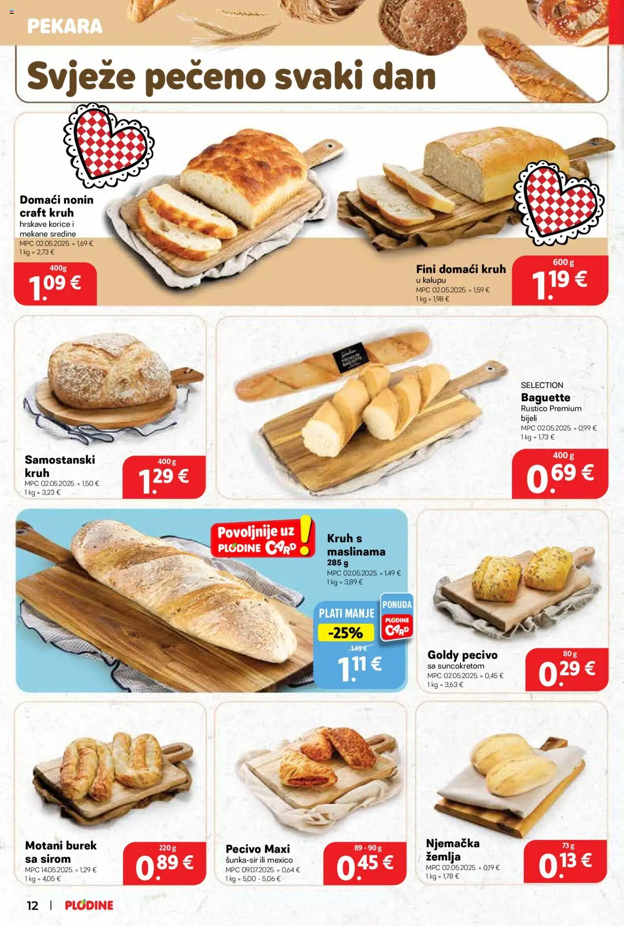 Plodine katalog | vrijedi od 10.09.2025 | Stranica: 12 | Proizvodi: Pekara, Kruh, Burek, Pecivo