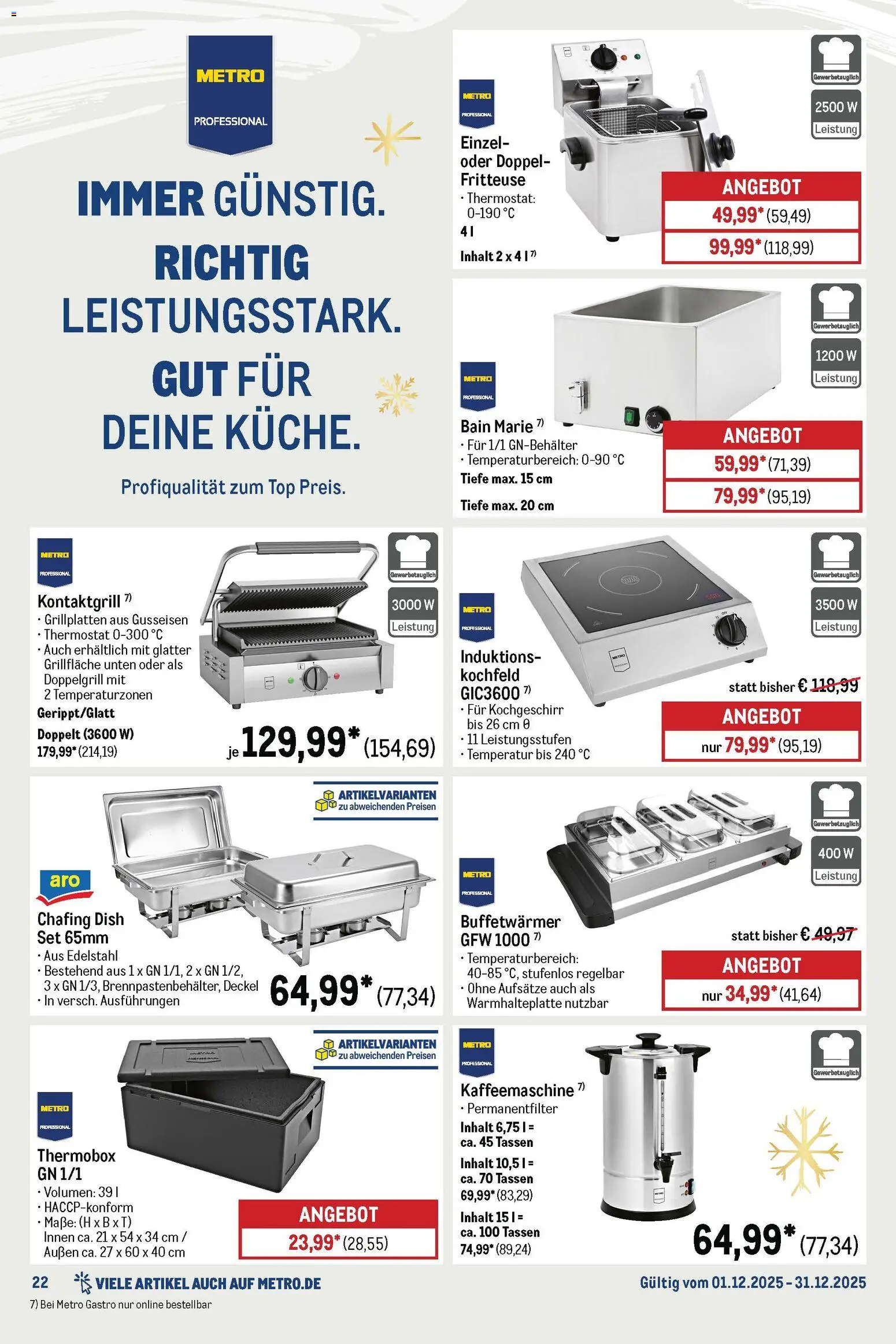 Metro Monats-Menü – gültig ab 01.12.2025 | Seite: 22 | Produkte: Top, Kaffeemaschine, Kochfeld, Fritteuse