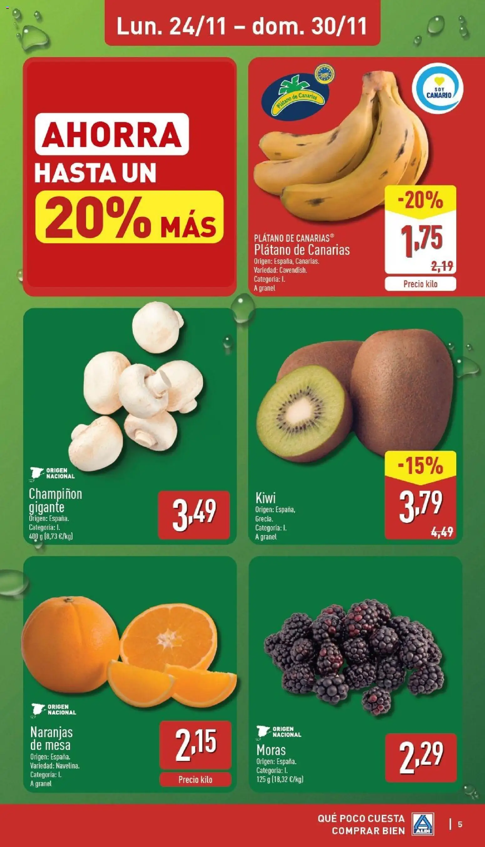 Aldi folleto Canarias │ válido desde el 24.11.2025 | Página: 5 | Productos: Naranjas, Kiwi, Mesa