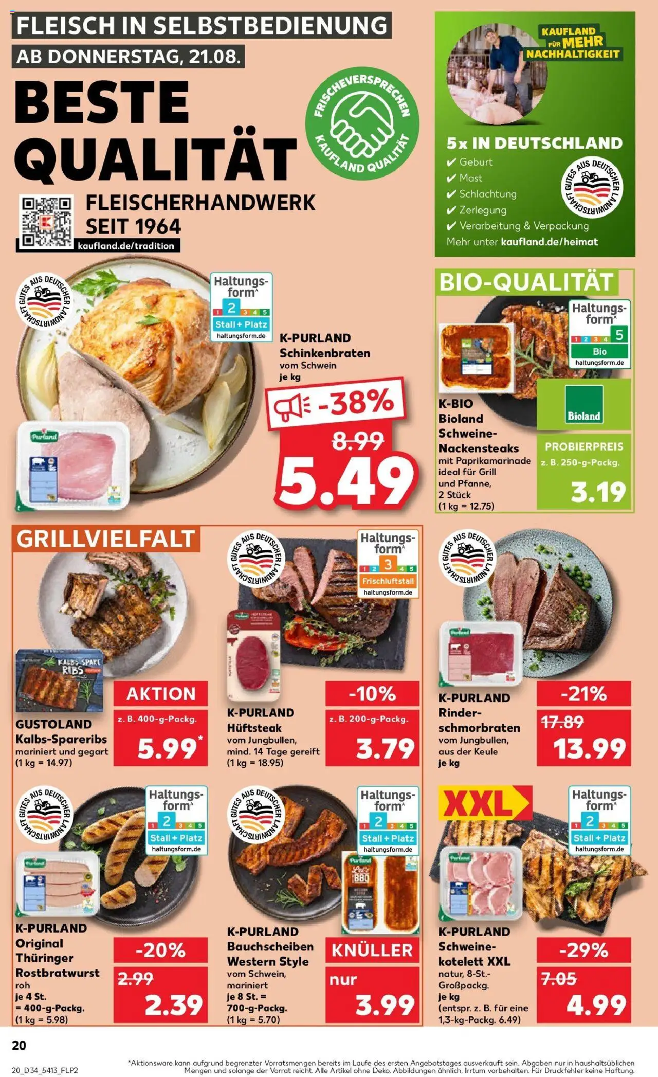 Kaufland prospekt Remscheid	 - gültig ab dem 21.08.2025 | Seite: 20 | Produkte: Nackensteaks, Grill, Steak, Fleisch