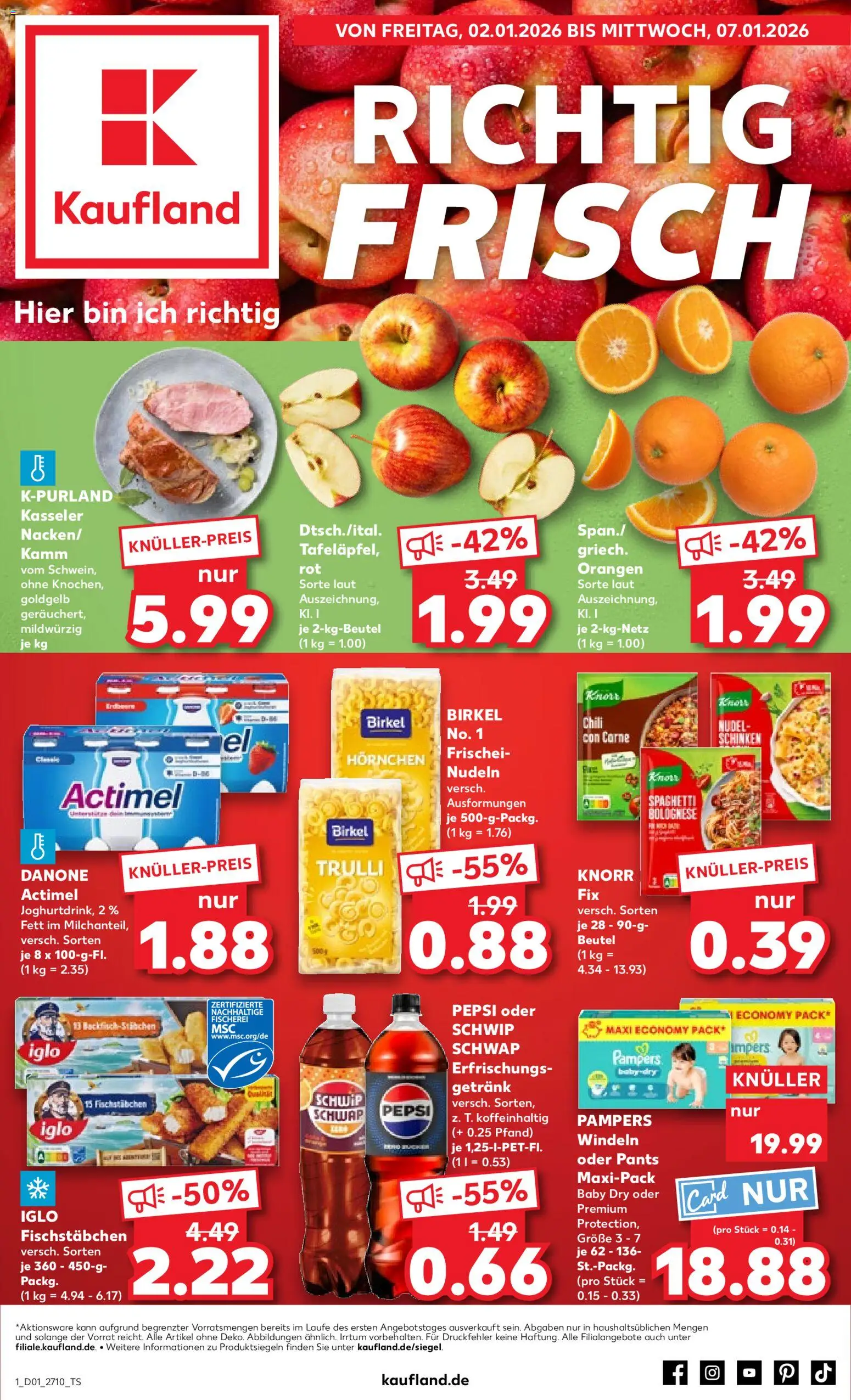 Kaufland prospekt Zeitz	 – gültig ab 02.01.2026 | Seite: 1 | Produkte: Iglo, Pampers, Fischstabchen, Pepsi