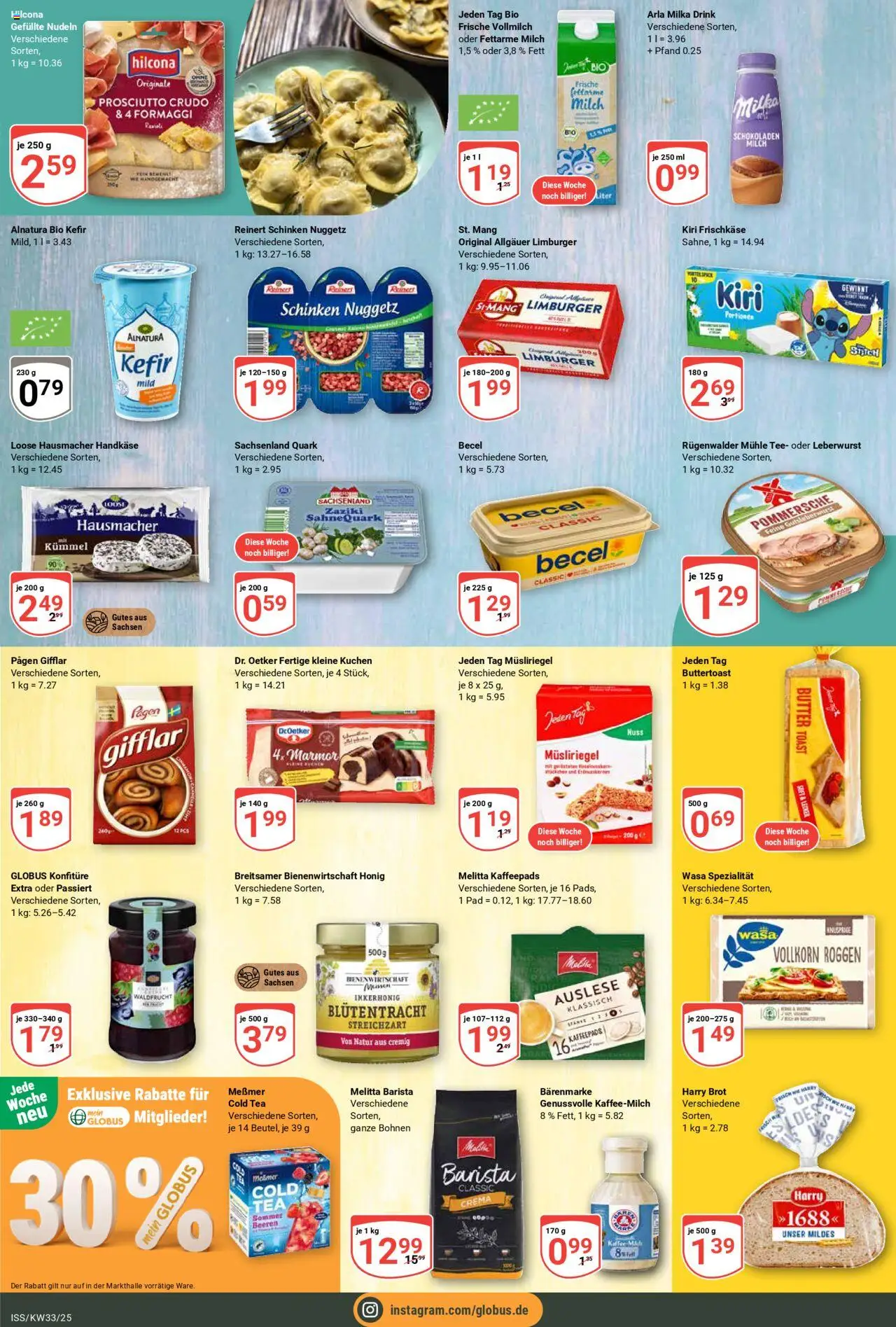Globus Prospekt 	 - gültig ab dem 11.08.2025 | Seite: 9 | Produkte: Butter, Becel, Schinken, Frischkase