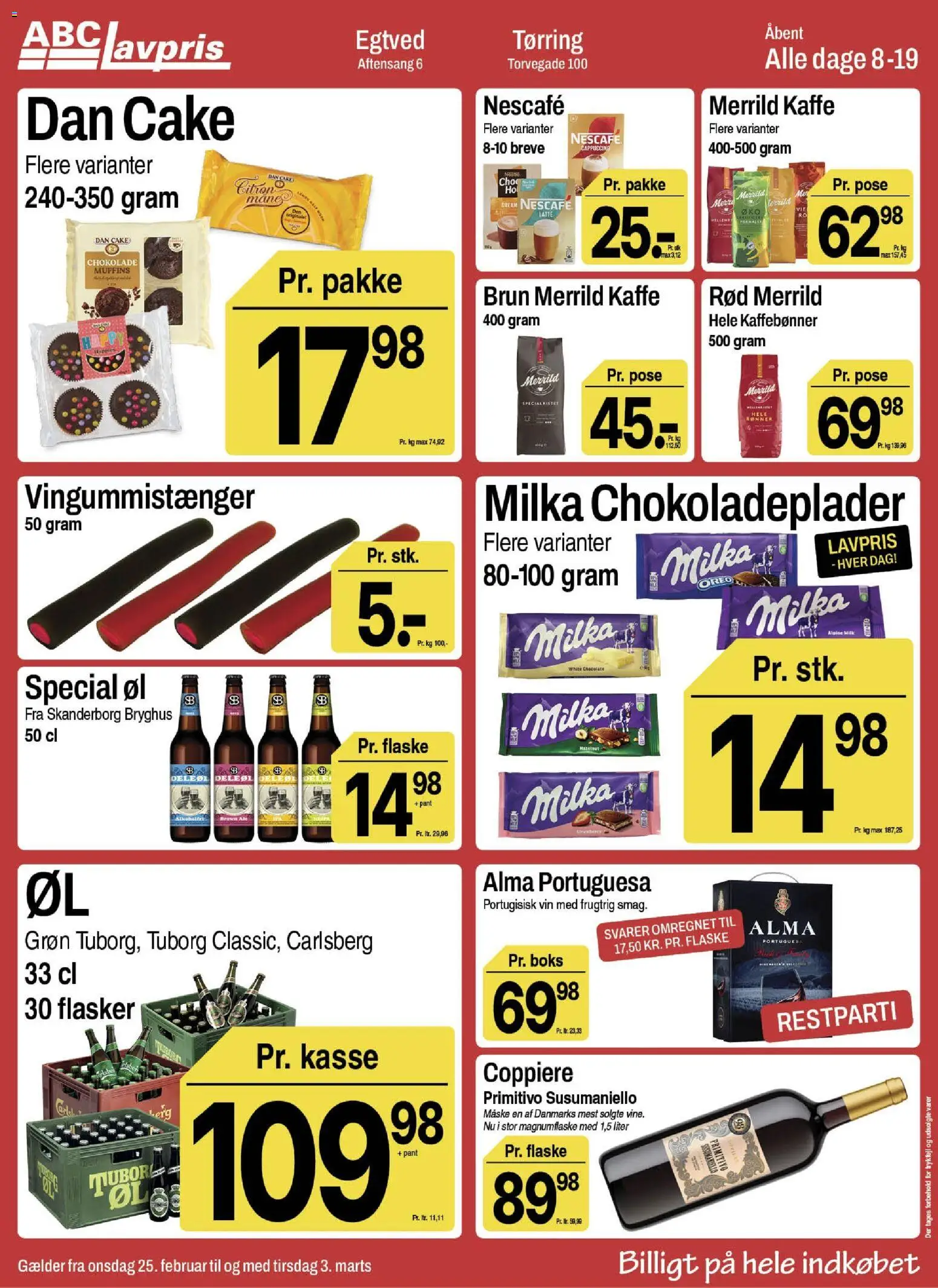 Abc Lavpris tilbudsavis – gyldig fra 25.02.2026 | Side: 14 | Produkter: Boks, Chokolade, Vin, Muffins