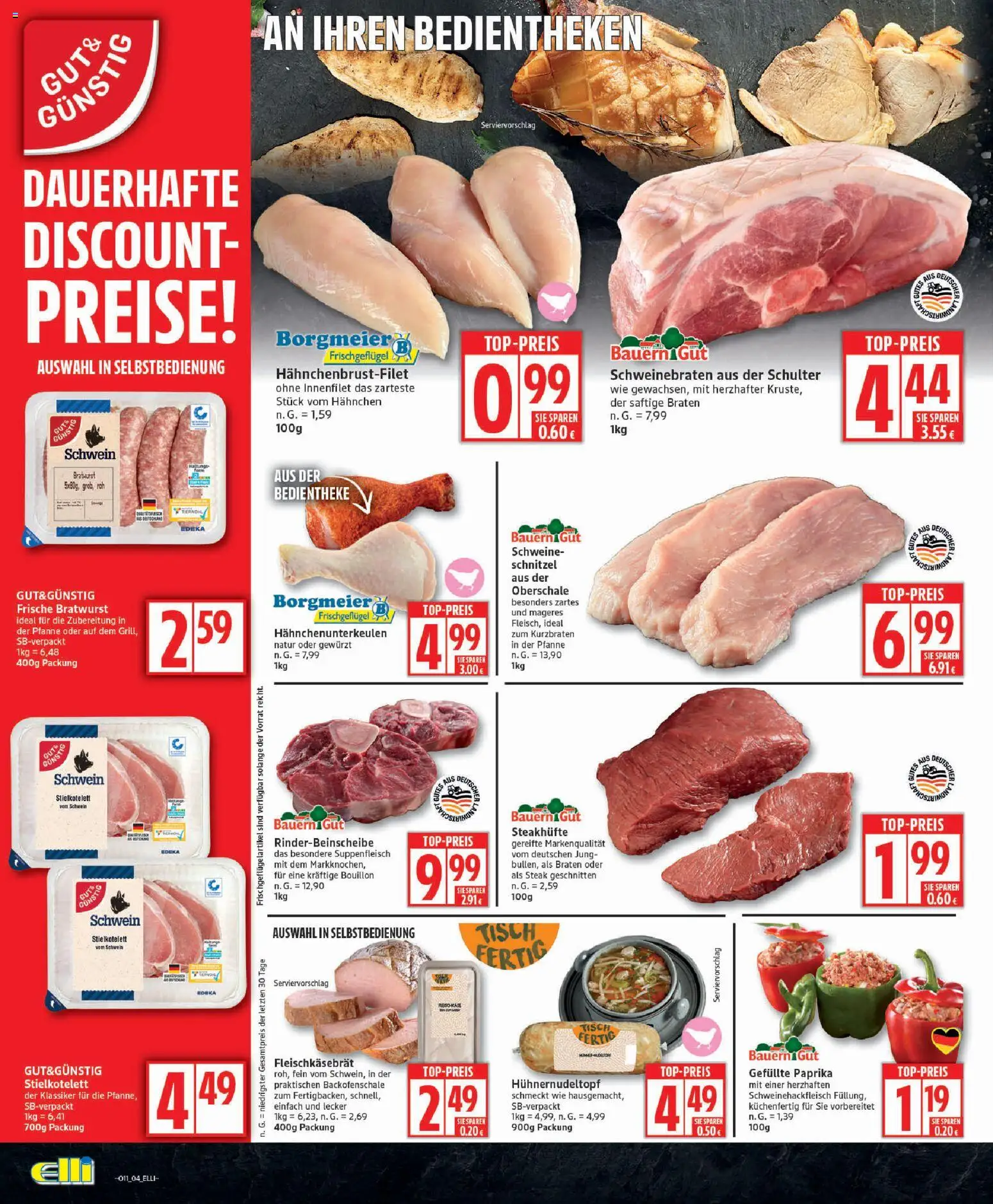 Elli Markt Prospekt 	 – gültig ab 09.03.2026 | Seite: 4 | Produkte: Hahnchen, Tisch, Schnitzel, Steak