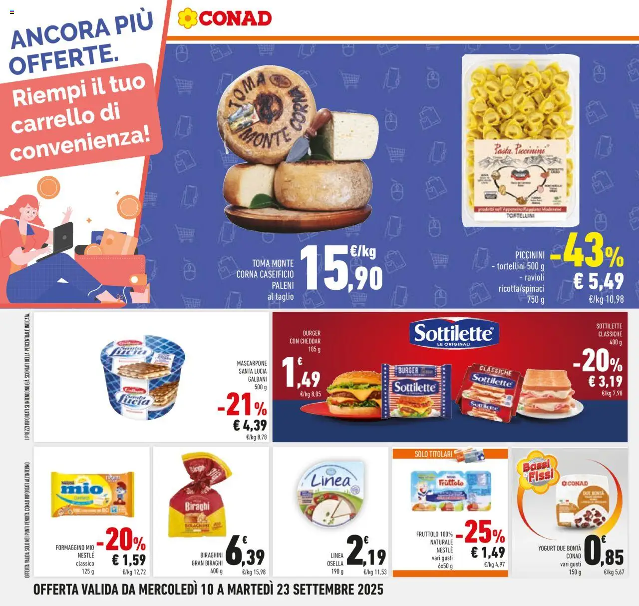 Volantino Conad del 10.09.2025 | Pagina: 28 | Prodotti: Pasta, Carrello, Ravioli, Mascarpone