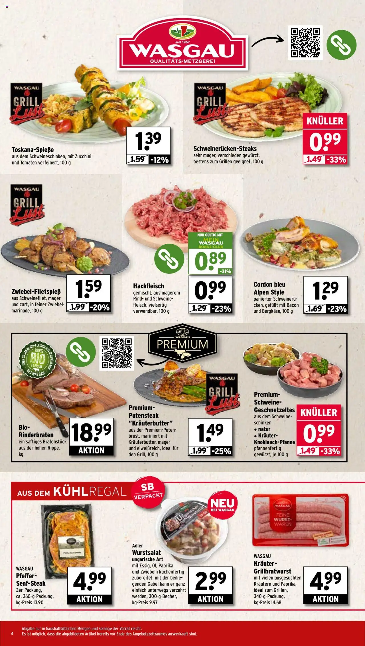 Wasgau Prospekt 	 - gültig ab dem 21.07.2025 | Seite: 4 | Produkte: Paprika, Pfeffer, Wurst, Zucchini