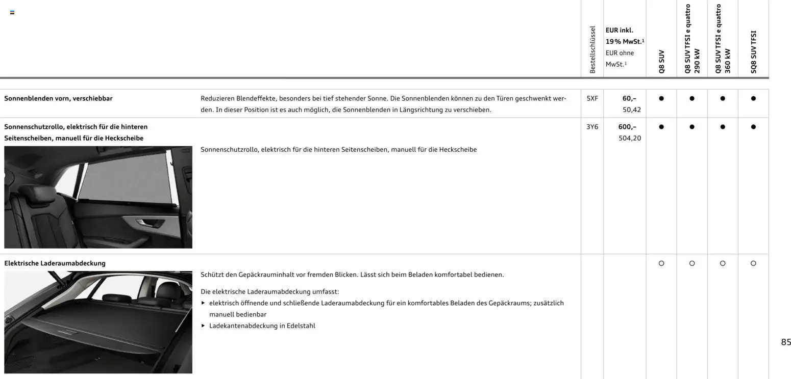 Audi Q8 – gültig ab 06.11.2025 | Seite: 85