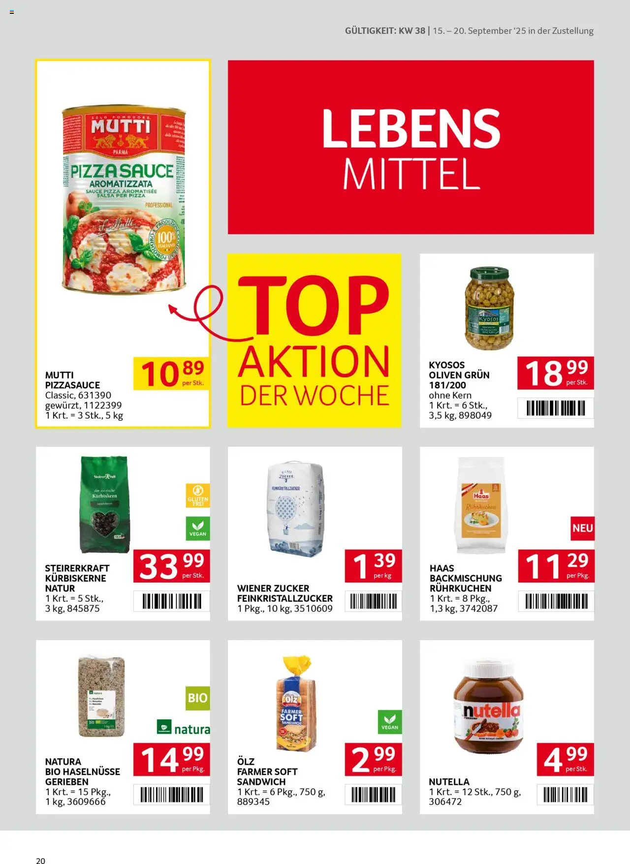 Transgourmet Zustellaktion gültig ab 14.09.2025 | Seite: 18 | Produkte: Zucker, Szeder, Pizza