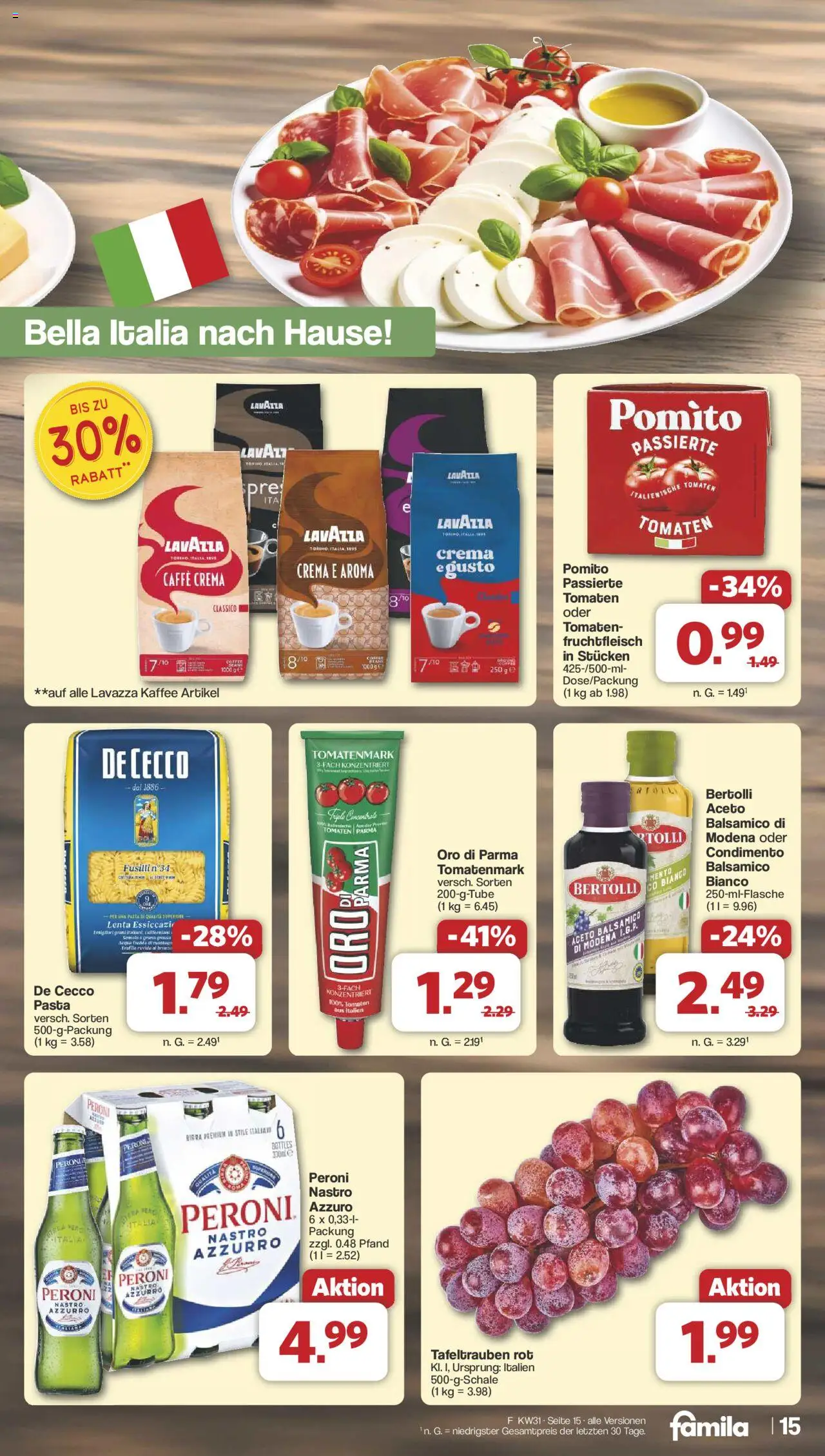 Famila Nordwest Prospekt 	 - gültig ab dem 28.07.2025 | Seite: 16 | Produkte: Lavazza, Kaffee, Tomaten, Pasta
