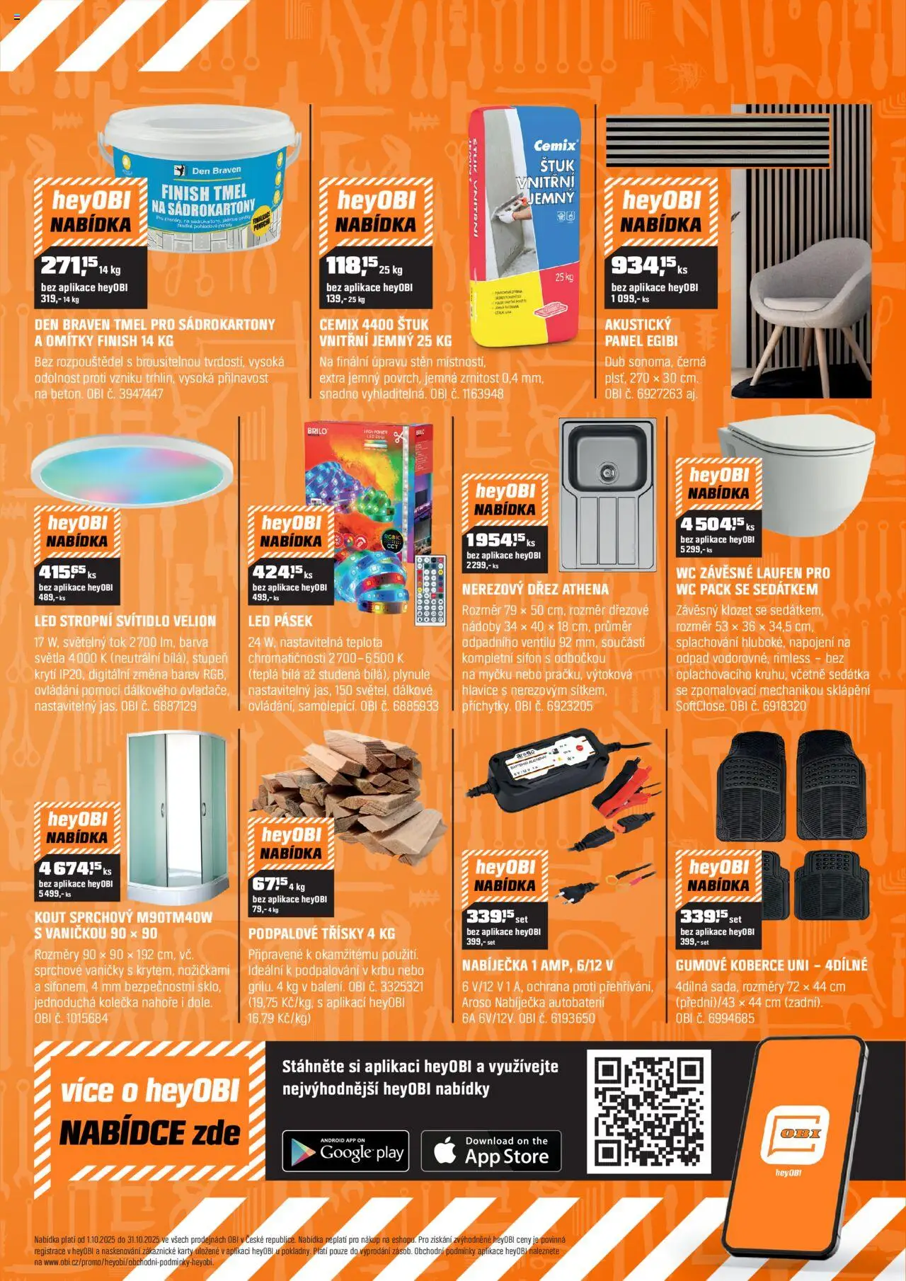 OBI leták - Karlovy Vary, Mladá Boleslav, Králův Dvůr od 01.10.2025 | Strana: 11 | Produkty: Dřez, Nabíječka autobaterií, Koberce, Karty