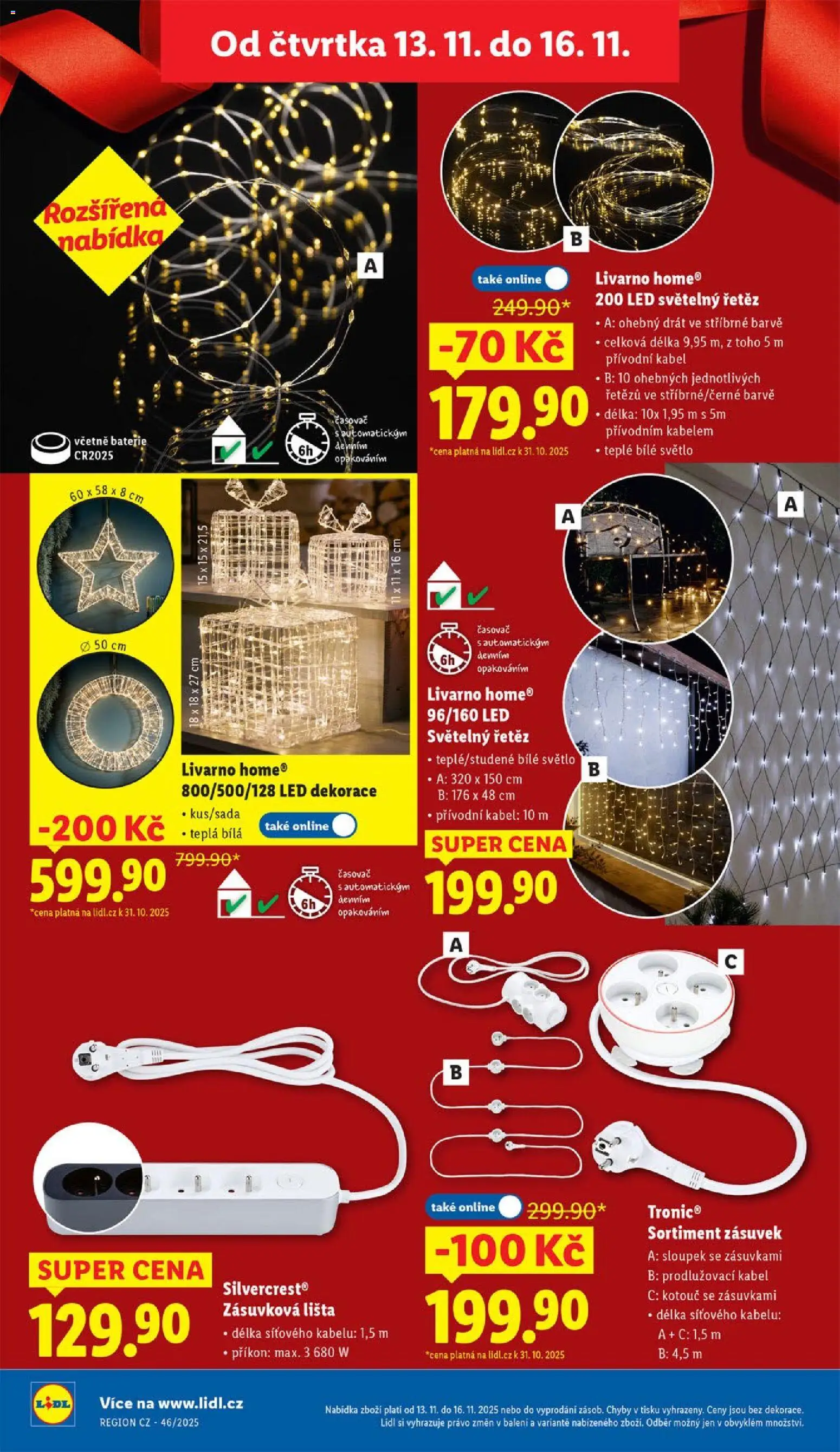 Lidl leták od 13.11.2025 | Strana: 40 | Produkty: Kabel, Světelný řetěz, Prodlužovací kabel, Časovač
