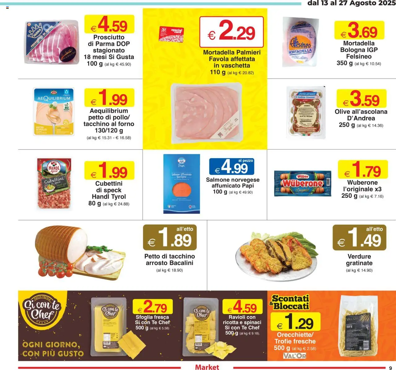 Volantino Sì con Te del 13.08.2025 | Pagina: 9 | Prodotti: Speck, Petto di Pollo, Arrosto, Prosciutto di Parma