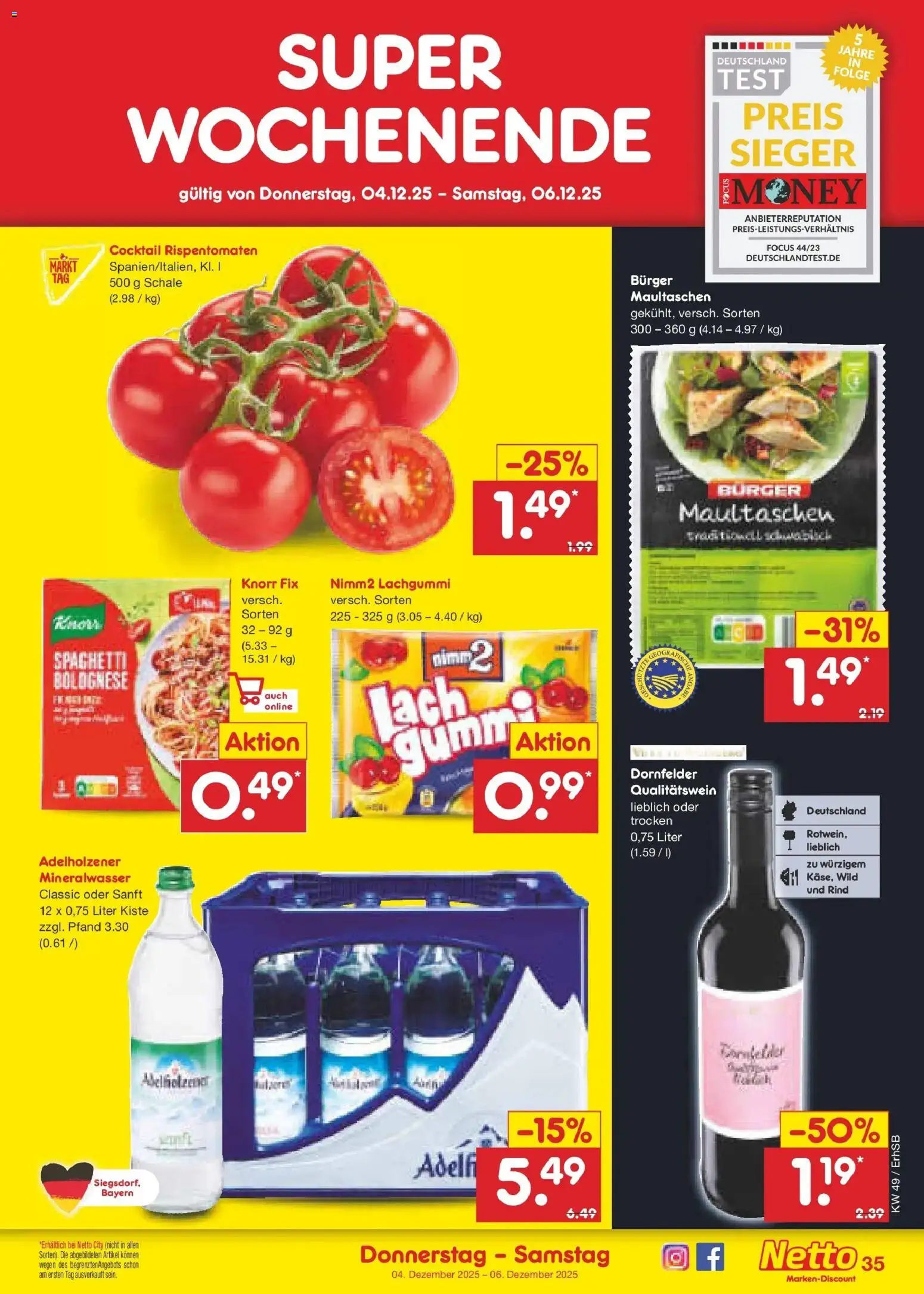 Netto Marken-Discount prospekt Mauern	 – gültig ab 01.12.2025 | Seite: 37 | Produkte: Knorr fix, Knorr, Mineralwasser, Maultaschen