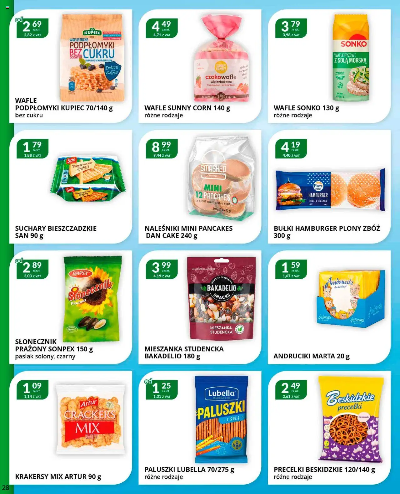 Eurocash Gazetka od 22.09.2025 | Strona: 28 | Produkty: Wafle, Paluszki, Krakersy, Pancakes
