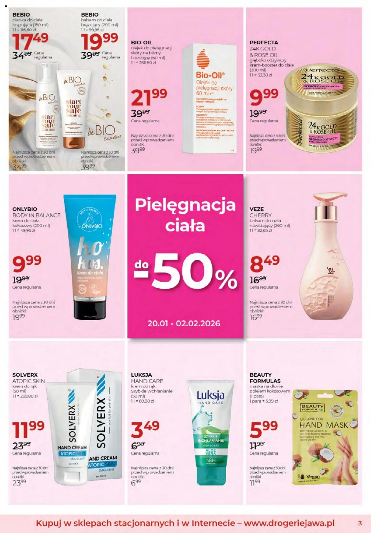 Jawa Gazetka od 03.01.2026 | Strona: 3 | Produkty: Body, Maska, Krem do ciała, Krem do rąk