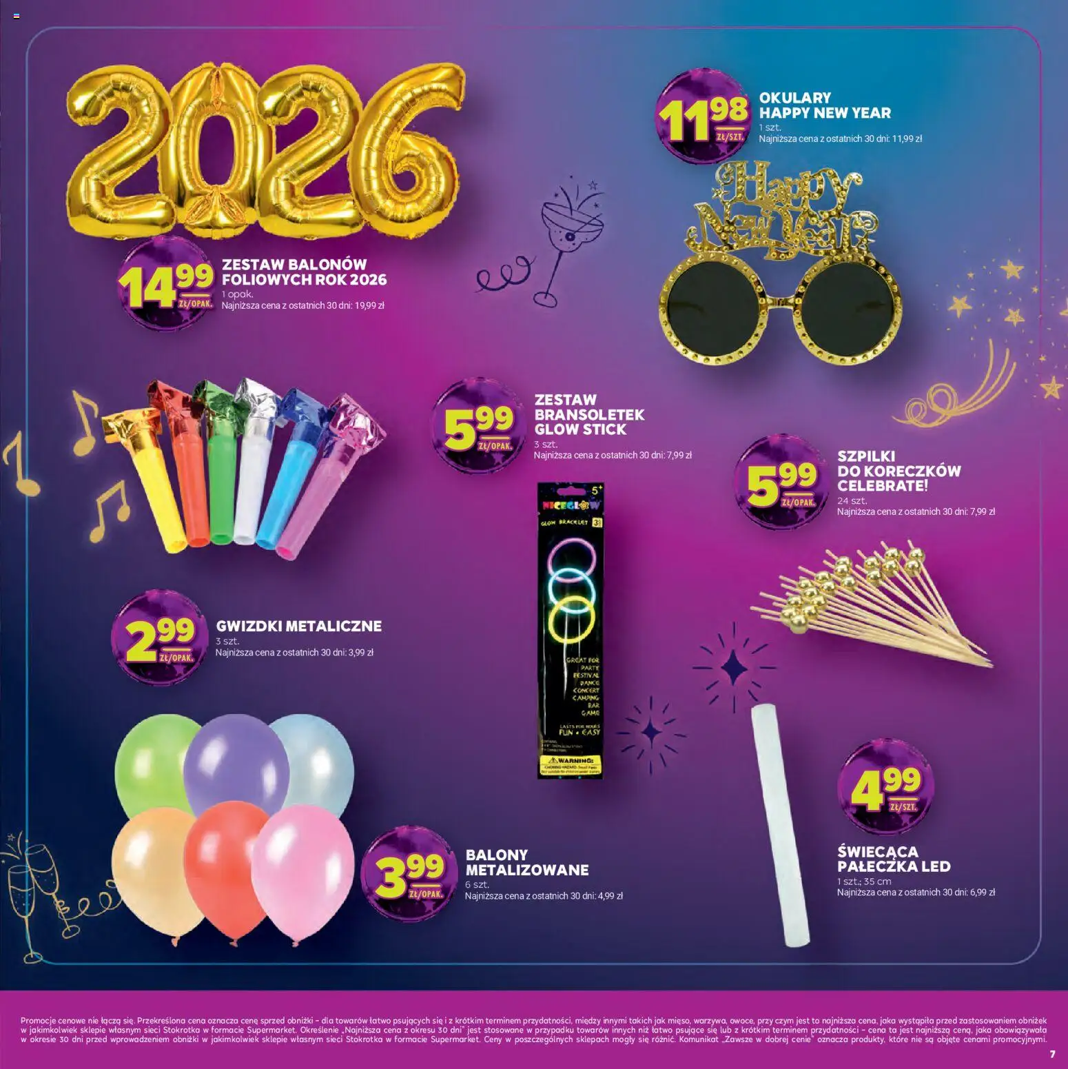 Stokrotka Gazetka - Sylwester od 30.12.2025 | Strona: 7 | Produkty: Szpilki, Okulary, Stokrotka, Por