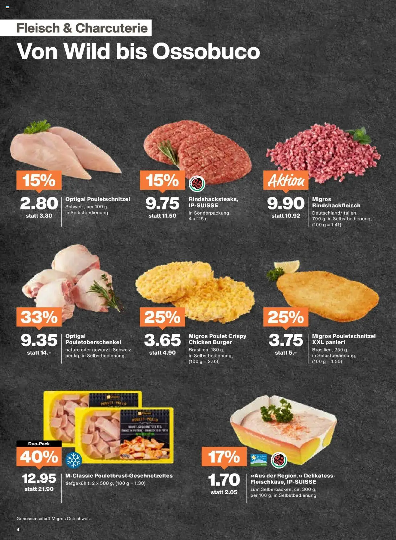 Migros Aktionen – gültig ab 21.10.2025 | Seite: 4 | Produkte: Burger