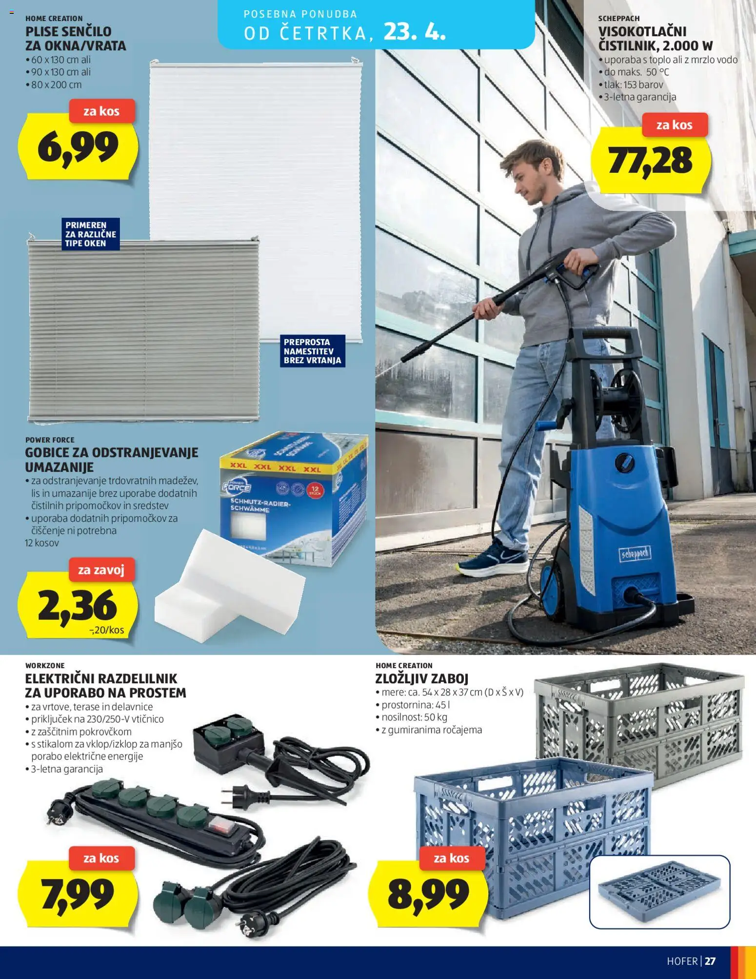Novi Hofer katalog ponudbe – veljaven od 15.04.2026 | Stran: 27 | Izdelki: Kos, Senčilo, Gobice, Razdelilnik