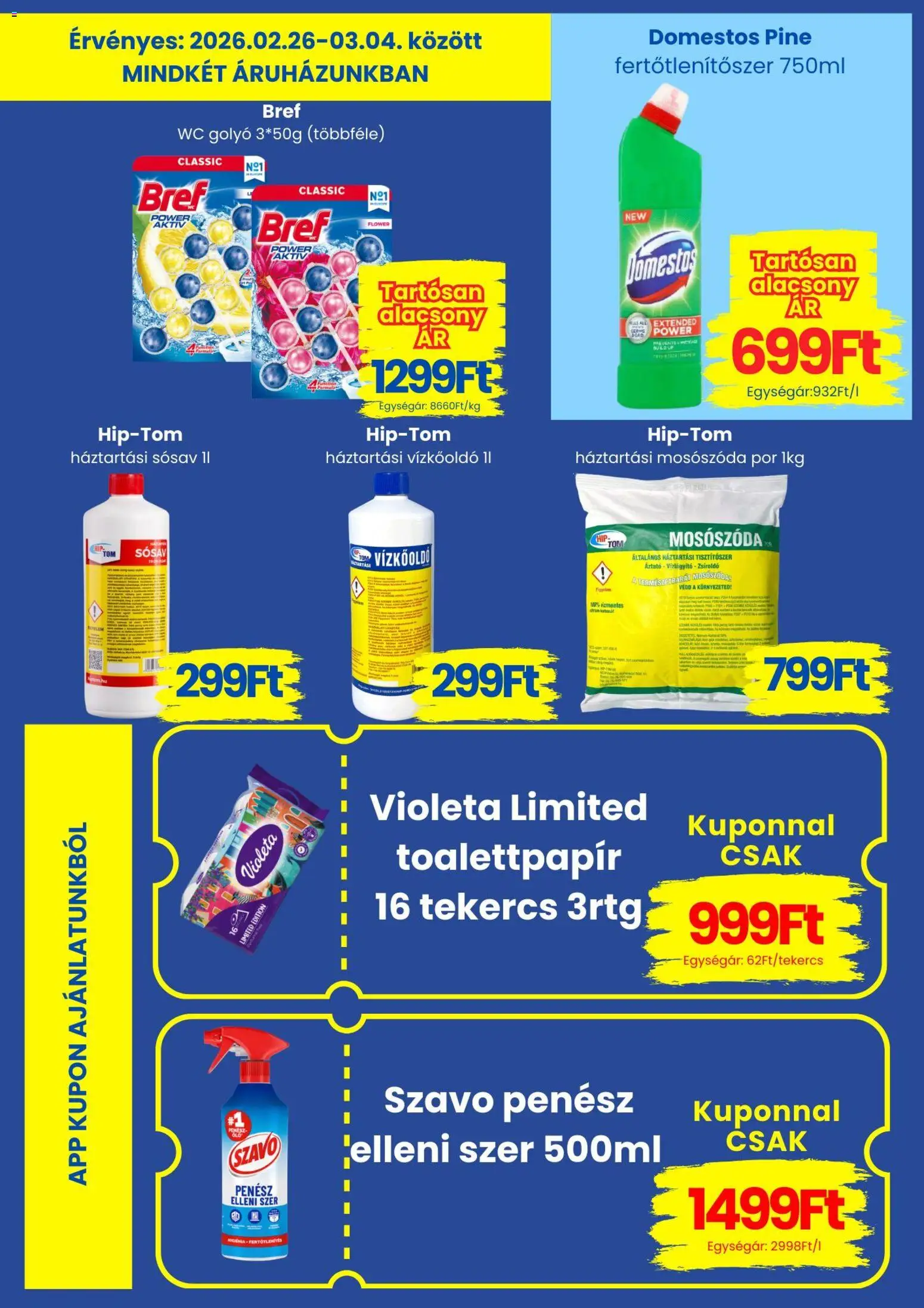 Magnetic akciós ujság - amely érvényes a következő dátumtól: 26.02.2026 | Oldal: 2 | Termékek: Vízkőoldó, WC, Szavó