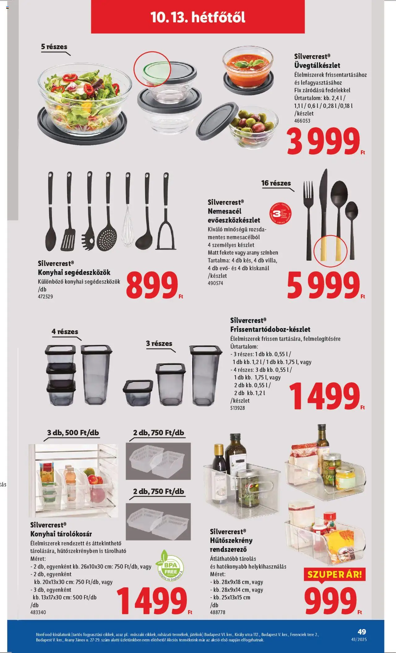Lidl akciós ujság - amely érvényes a következő dátumtól: 09.10.2025 | Oldal: 49 | Termékek: Hűtőszekrény, Játékok, Rendszerező