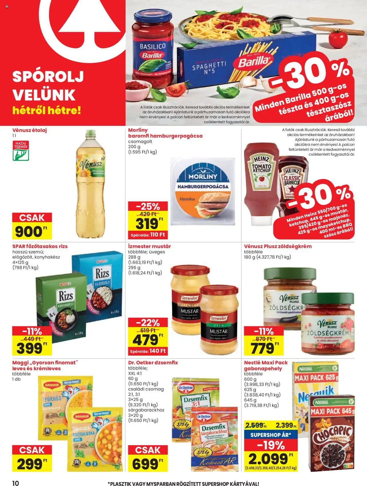Spar akciós ujság - amely érvényes a következő dátumtól: 12.06.2025 | Oldal: 10 | Termékek: Gabonapehely, Dzsemfix, Rizs, Tészta