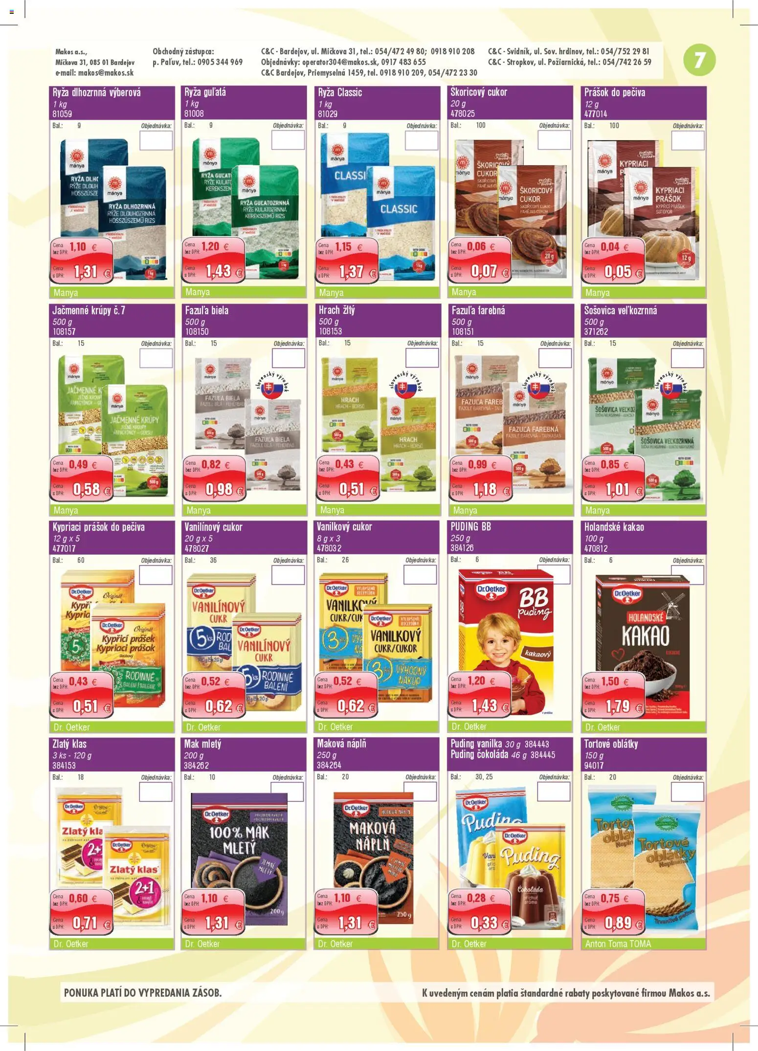Nové Makos akcie – leták je platný od 01.12.2025 | Strana: 7 | Produkty: Zlatý klas, Fazuľa, Cukor, Mak