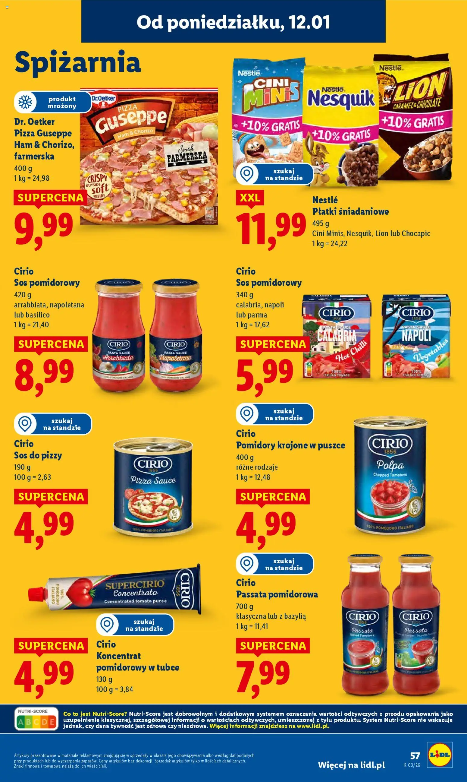 Lidl Gazetka od 12.01.2026 | Strona: 57 | Produkty: Sos do pizzy, Koncentrat pomidorowy, Bazylia, Sos
