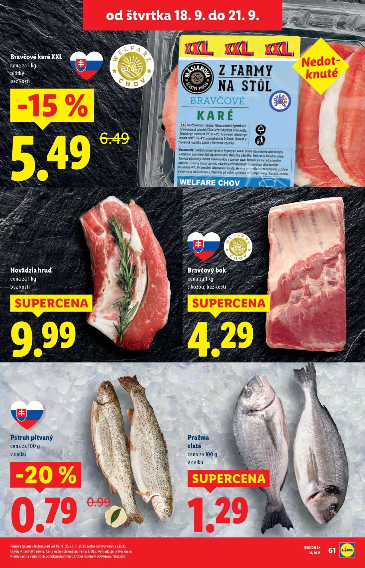 Nové Lidl akcie – leták je platný od 16.09.2025 | Strana: 81 | Produkty: Stôl, Pstruh, Bravčové karé