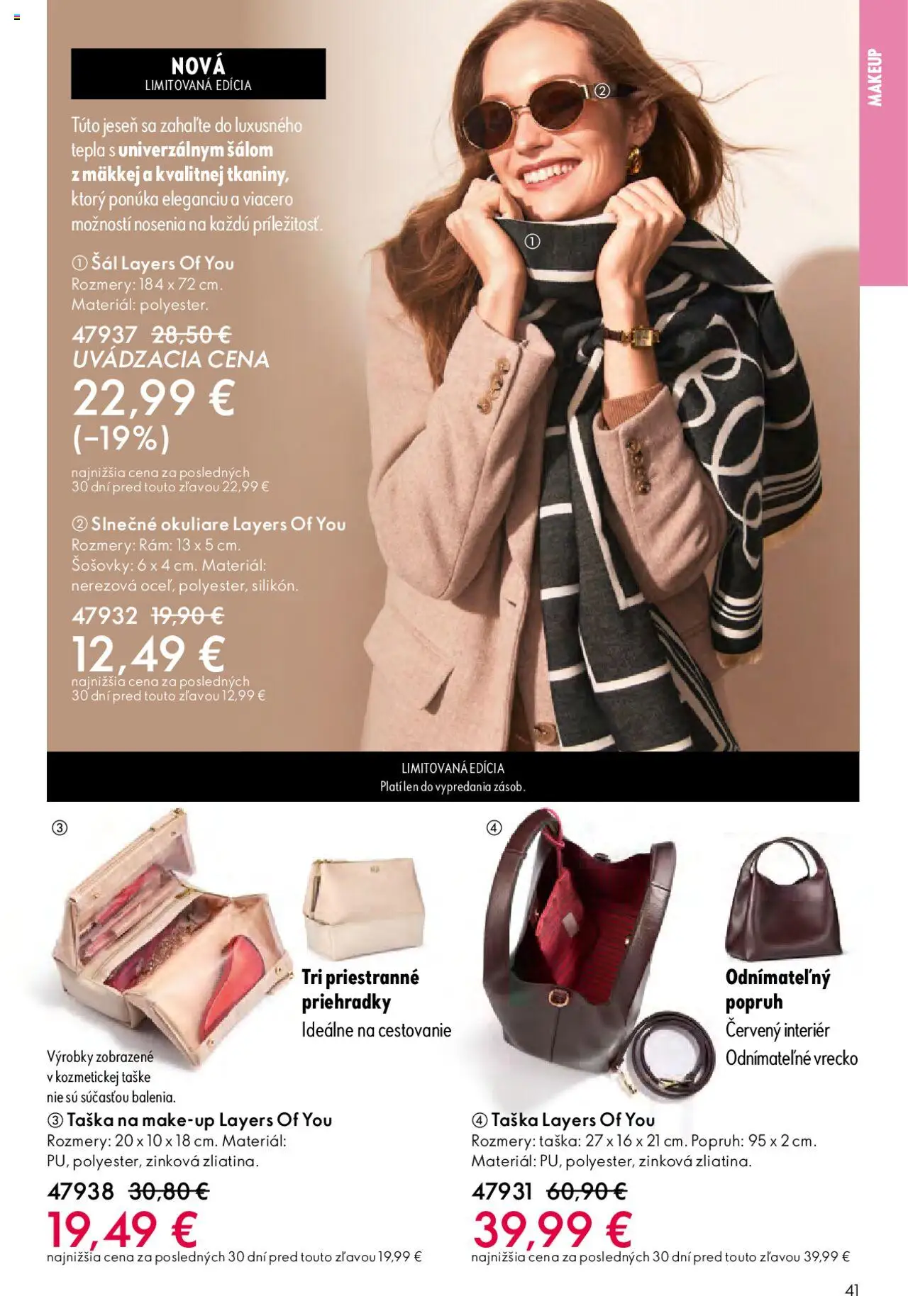 Nové Oriflame akcie – leták je platný od 01.10.2025 | Strana: 41 | Produkty: Rám, Šál, Okuliare, Taška