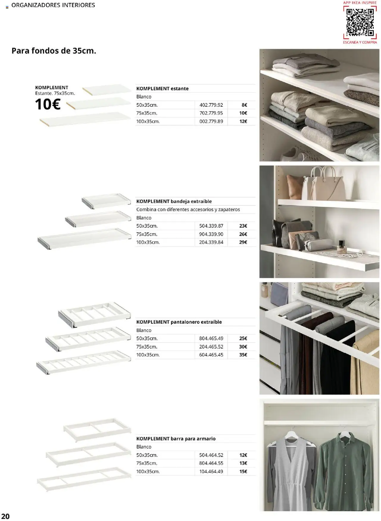 Catálogo IKEA Pax y Komplement │ válido desde el 04.02.2025 | Página: 20 | Productos: Bandeja, Estante, Armario
