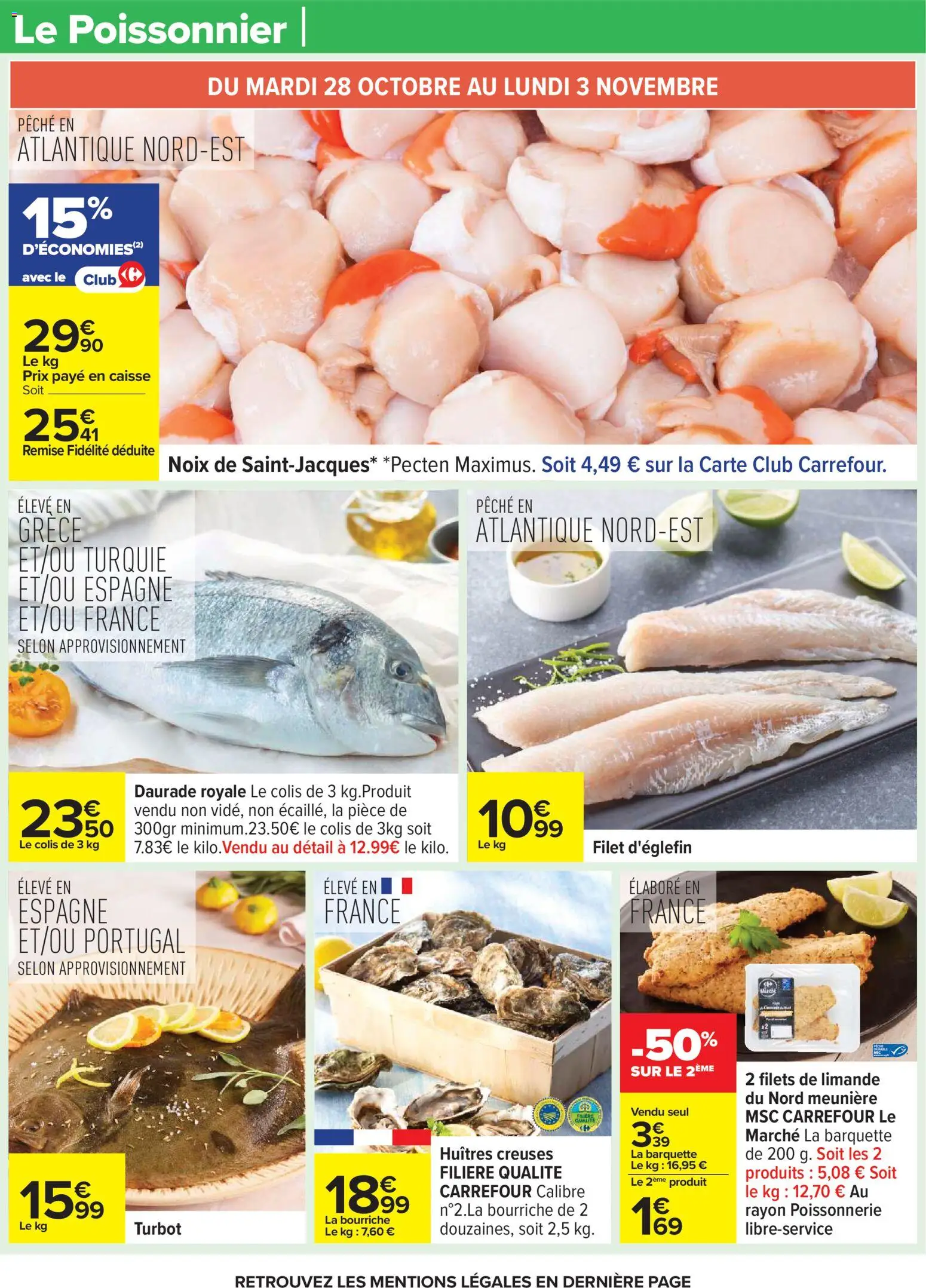 {H1} | Page: 18 | Produits: Huitres creuses, Poissonnerie, Huîtres, Daurade royale