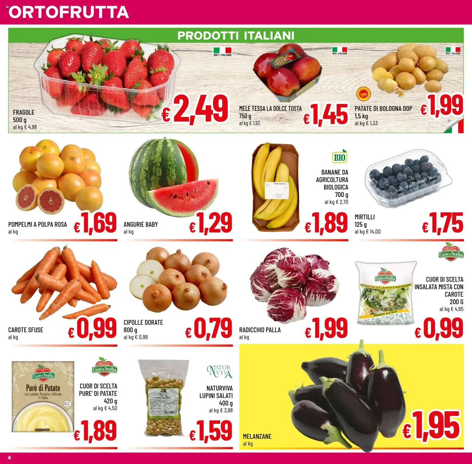 Volantino A&O del 29.04.2026 | Pagina: 4 | Prodotti: Lupini, Patate, Cipolle, Mirtilli