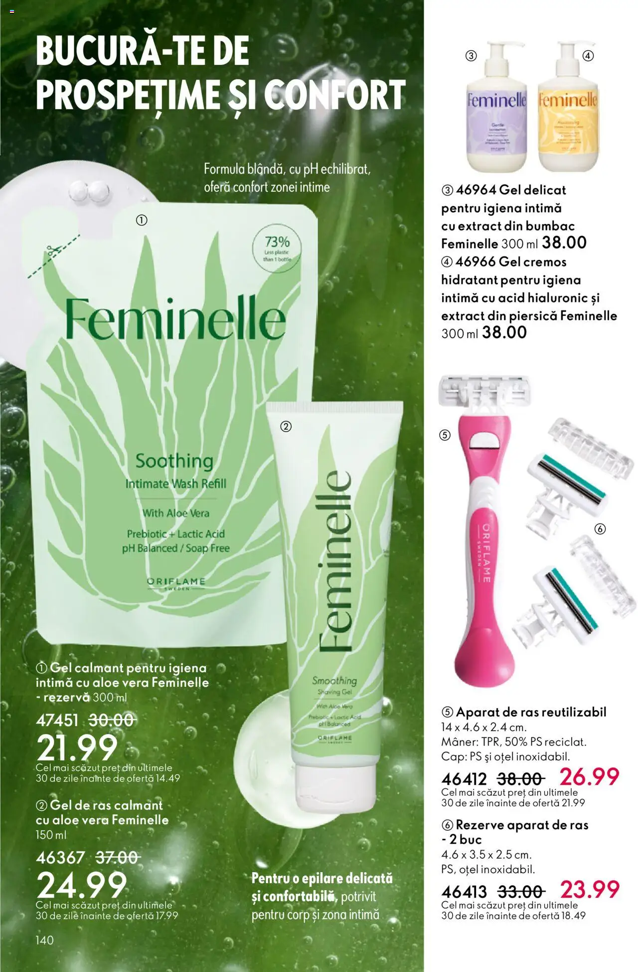 Noul catalog Oriflame – valabil de la 01.10.2025 | Pagină: 140 | Produse: Gel de ras, Aparat De Ras, Aloe vera, Mâner