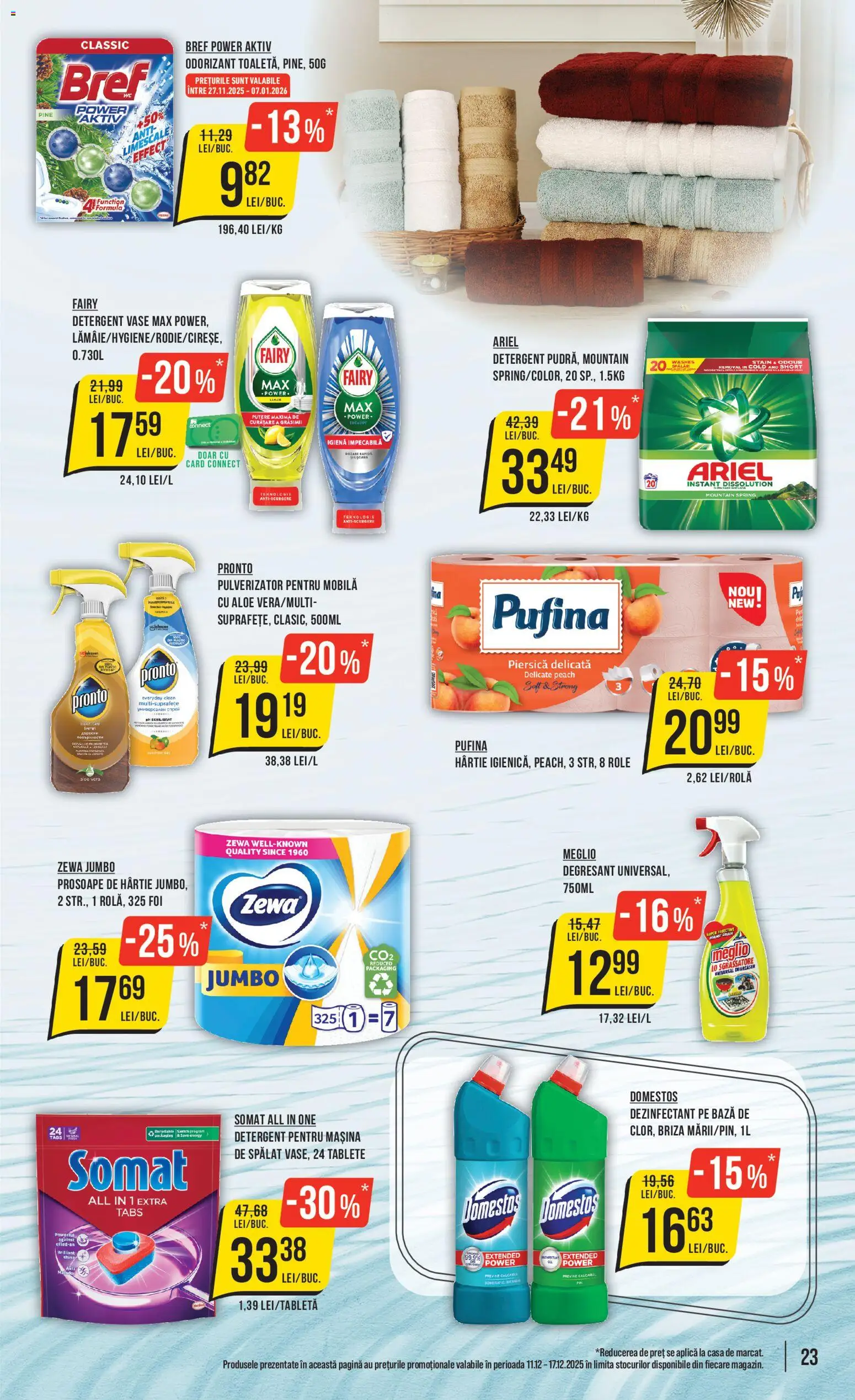 Noul catalog Mega Image – valabil de la 11.12.2025 | Pagină: 23 | Produse: Piersică, Role, Detergent