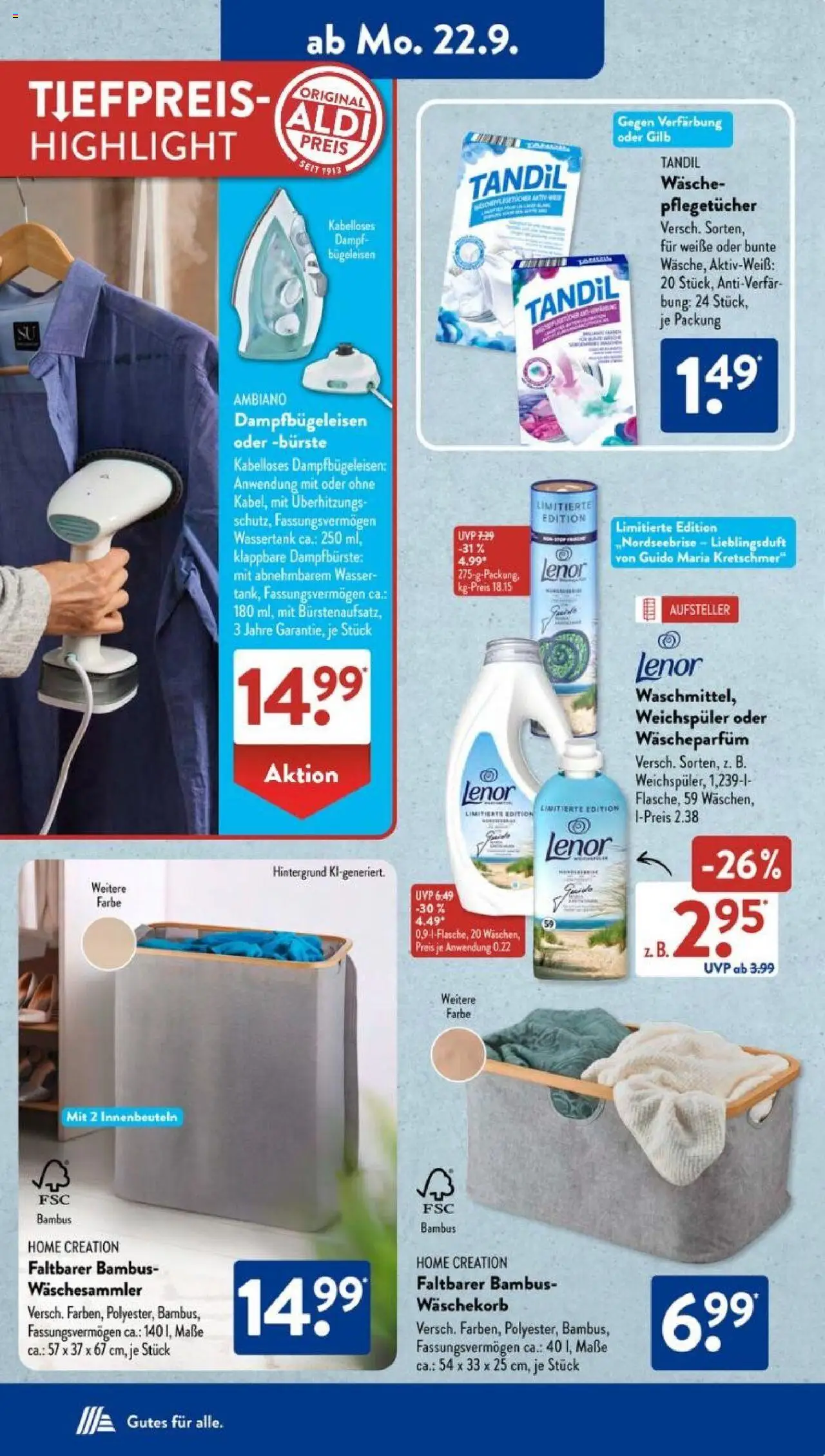 Aldi Süd Prospekt 	 – gültig ab 22.09.2025 | Seite: 3 | Produkte: Bügeleisen, Bürste, Wasser, Home creation