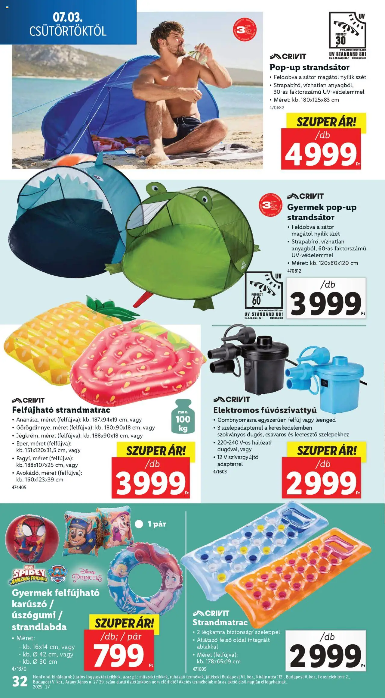 Lidl akciós ujság - amely érvényes a következő dátumtól: 03.07.2025 | Oldal: 32 | Termékek: Sátor, Strandsátor, Játékok