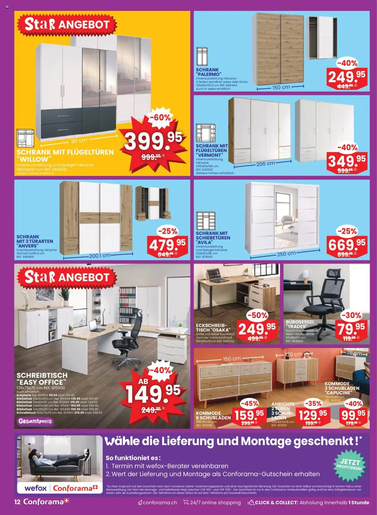 Conforama Aktionen – gültig ab 01.10.2025 | Seite: 12 | Produkte: Kommode, Bibliothek, Schrank, Spiegel