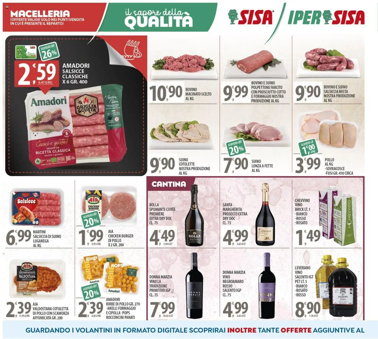 Volantino SISA del 03.10.2025 | Pagina: 4 | Prodotti: Pollo, Prosciutto, Salsiccia, Spumante