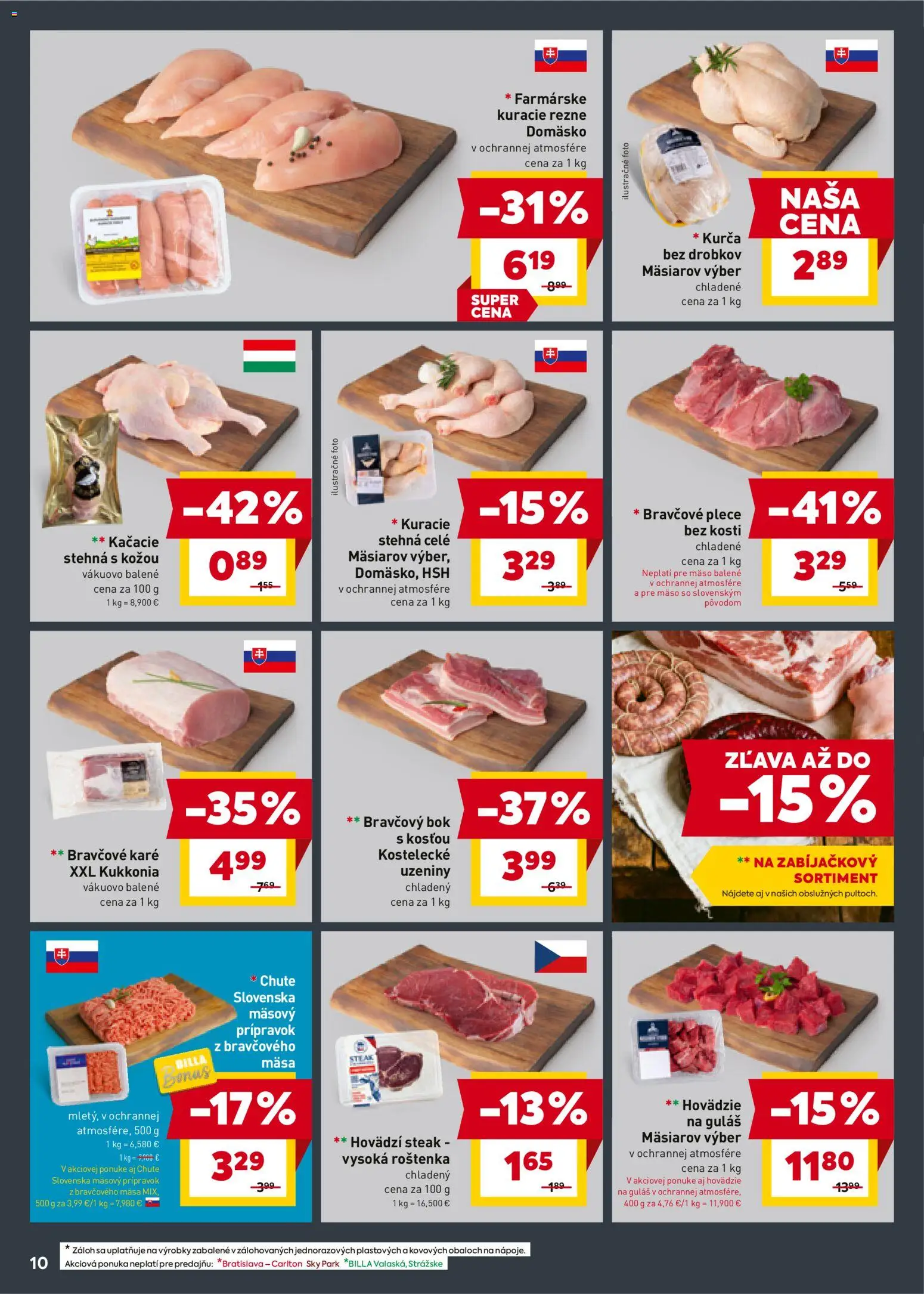 Nové Billa akcie – leták je platný od 27.12.2025 | Strana: 10 | Produkty: Bravčové plece, Kuracie rezne, Steak, Kurča