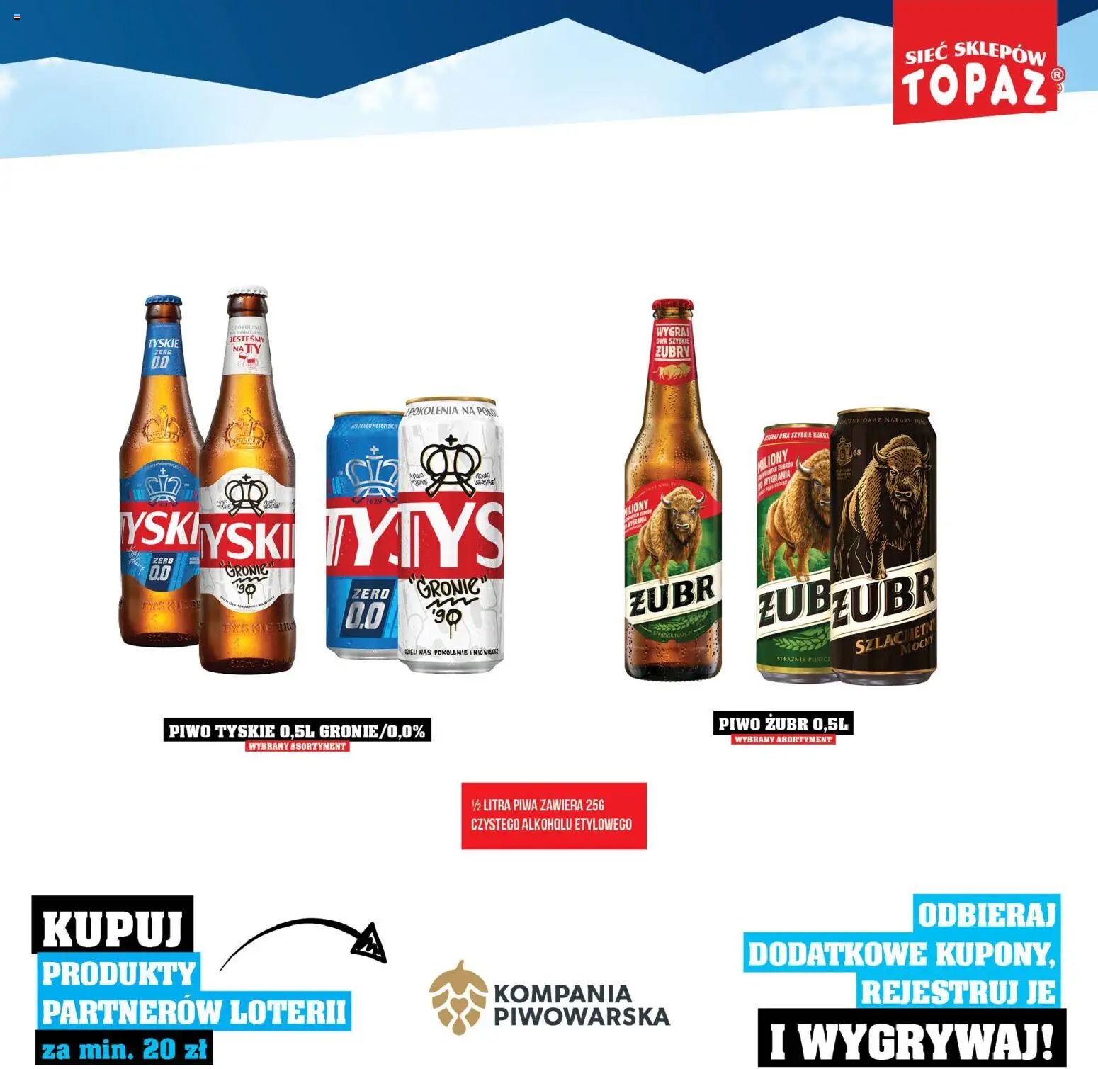Topaz Gazetka - Katalog Produktów Objętych Loterią od 01.12.2025 | Strona: 71 | Produkty: Piwo żubr, Maliny, Tyskie, Piwo