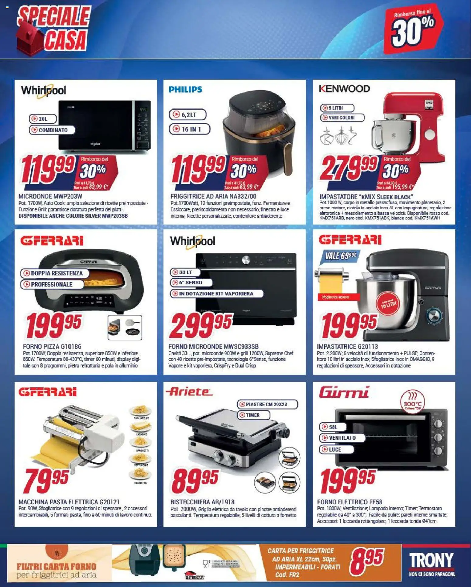 Volantino Trony del 09.04.2026 | Pagina: 14 | Prodotti: Microonde, Tagliatelle, Contenitore, Friggitrice