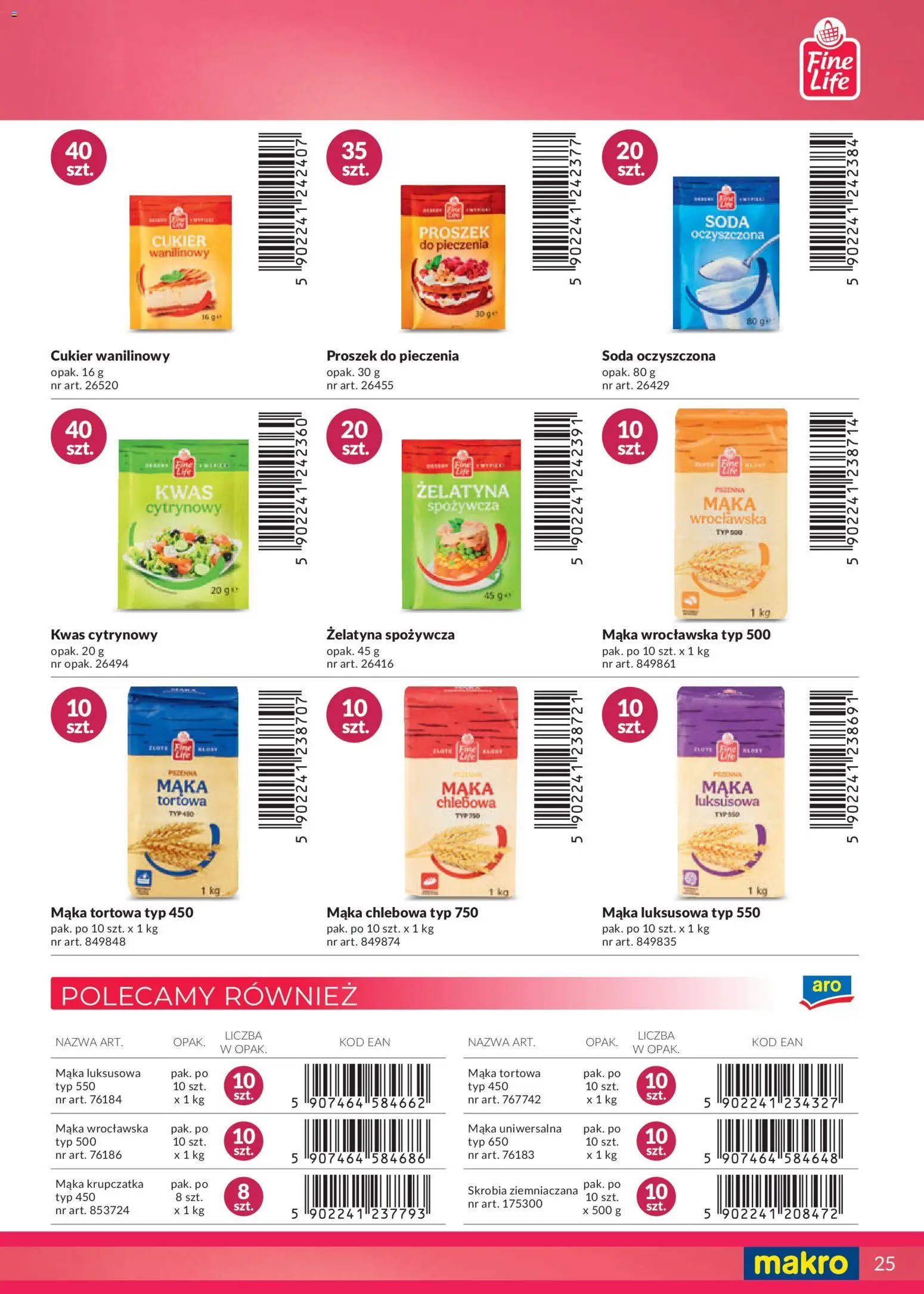 Makro Gazetka - Katalog marki własne dla Twojego sklepu od 28.04.2025 | Strona: 25 | Produkty: Żelatyna, Soda oczyszczona, Mąka krupczatka, Cukier wanilinowy