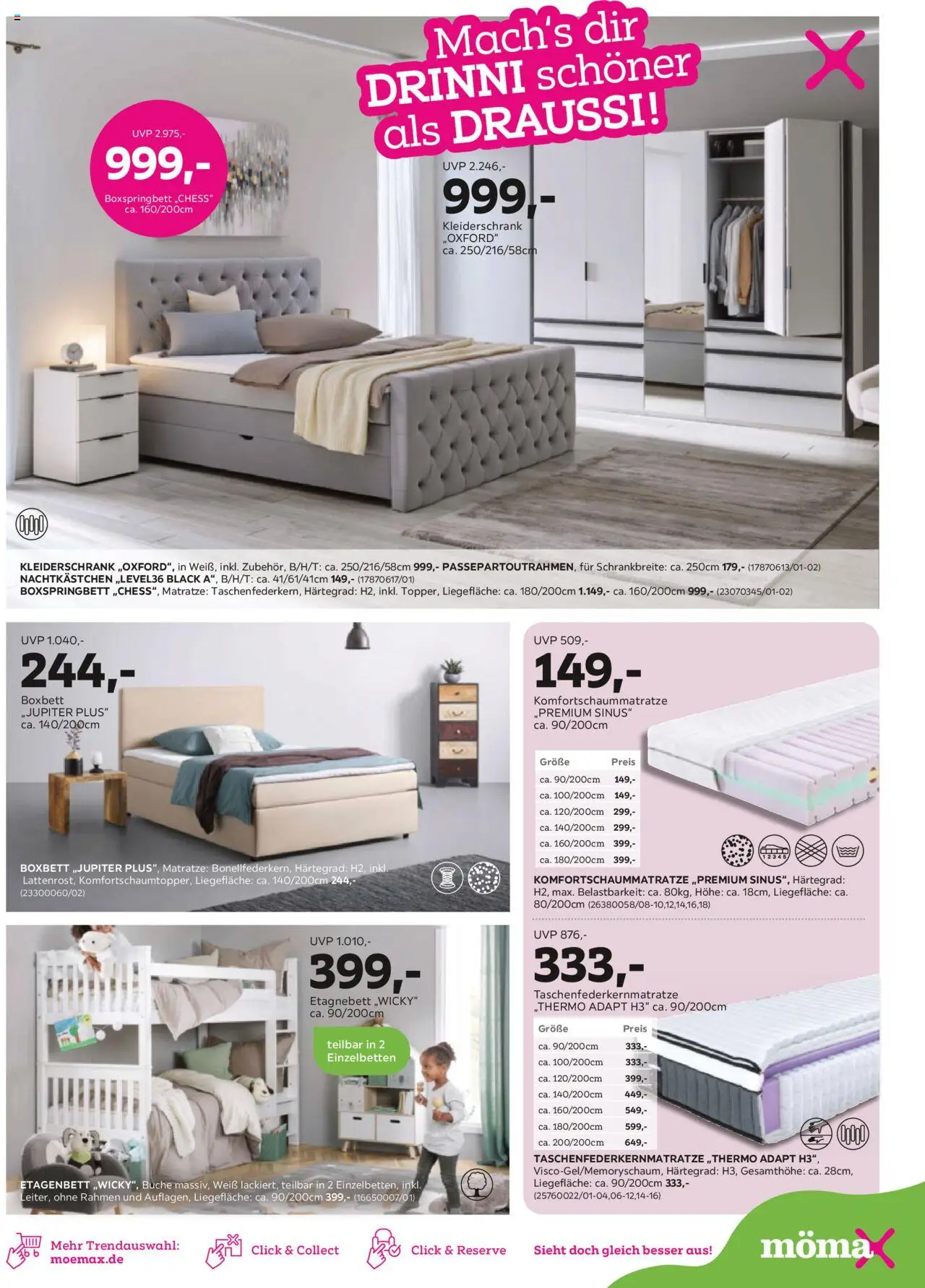 Mömax Prospekt 	 - gültig ab dem 11.08.2025 | Seite: 11 | Produkte: Matratze, Kleiderschrank, Boxspringbett, Nachtkästchen