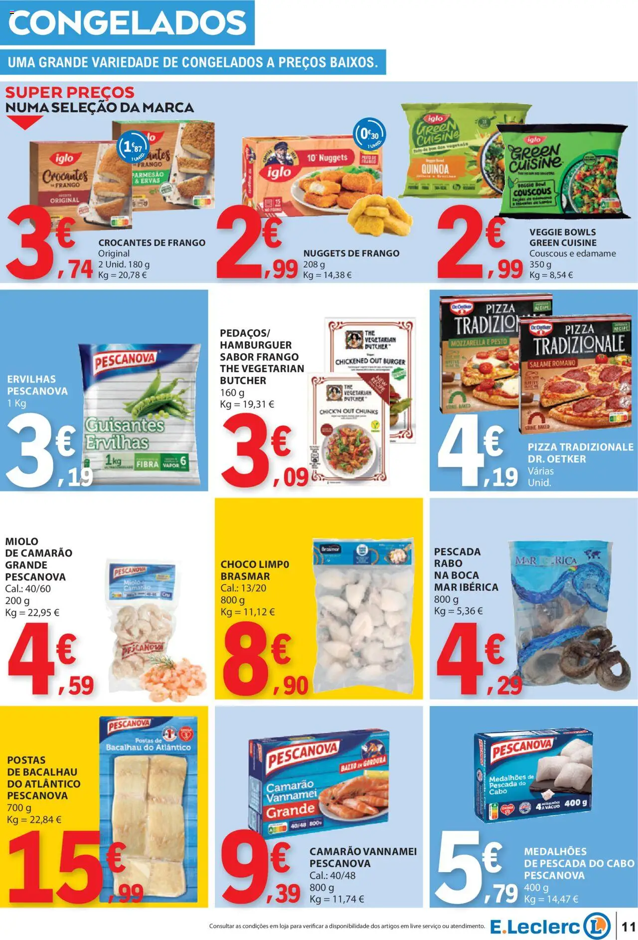E.Leclerc folheto │ válido de 14.08.2025 | Página: 11 | Produtos: Frango, Pescada, Edamame, Salame