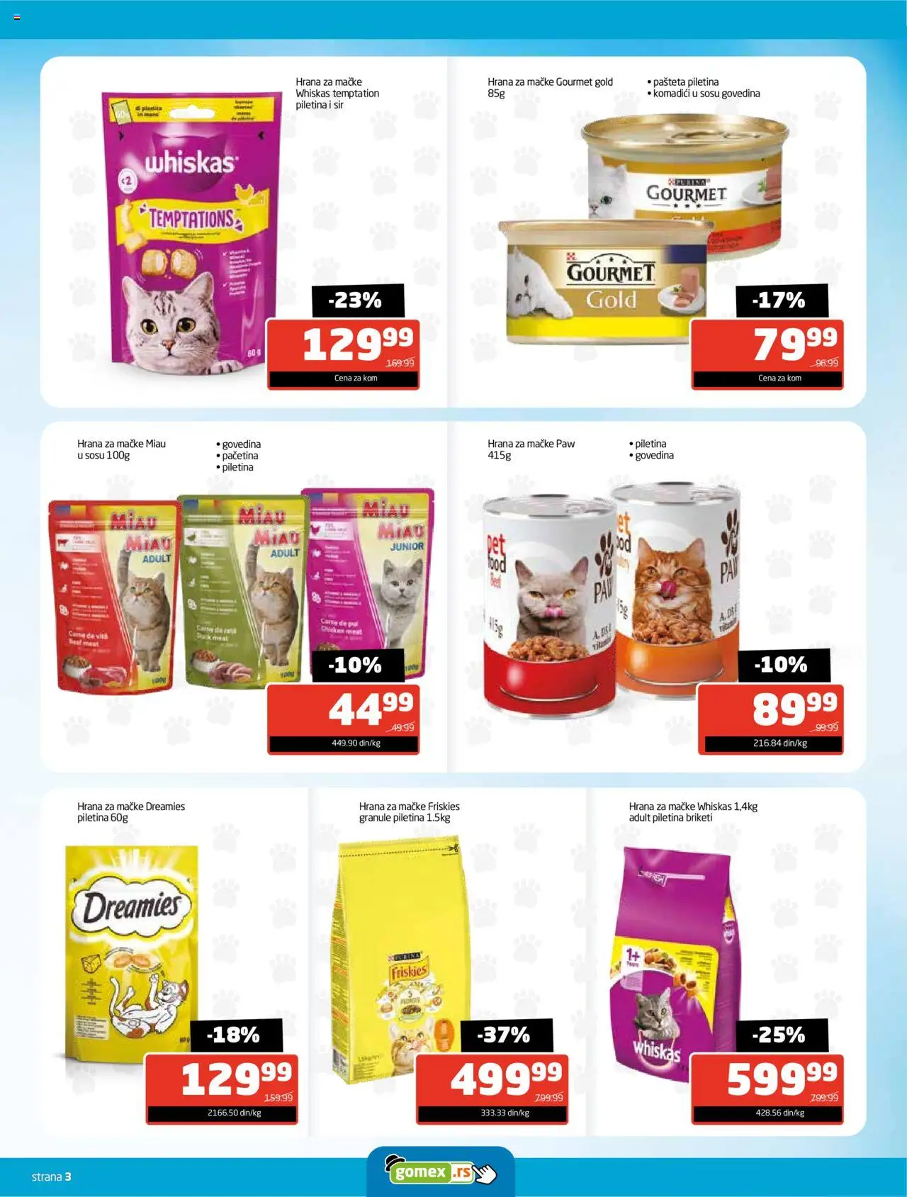 Gomex katalog - važi od 29.09.2025 | Strana: 3 | Proizvode: Hrana za mačke, Sir, Piletina, Whiskas