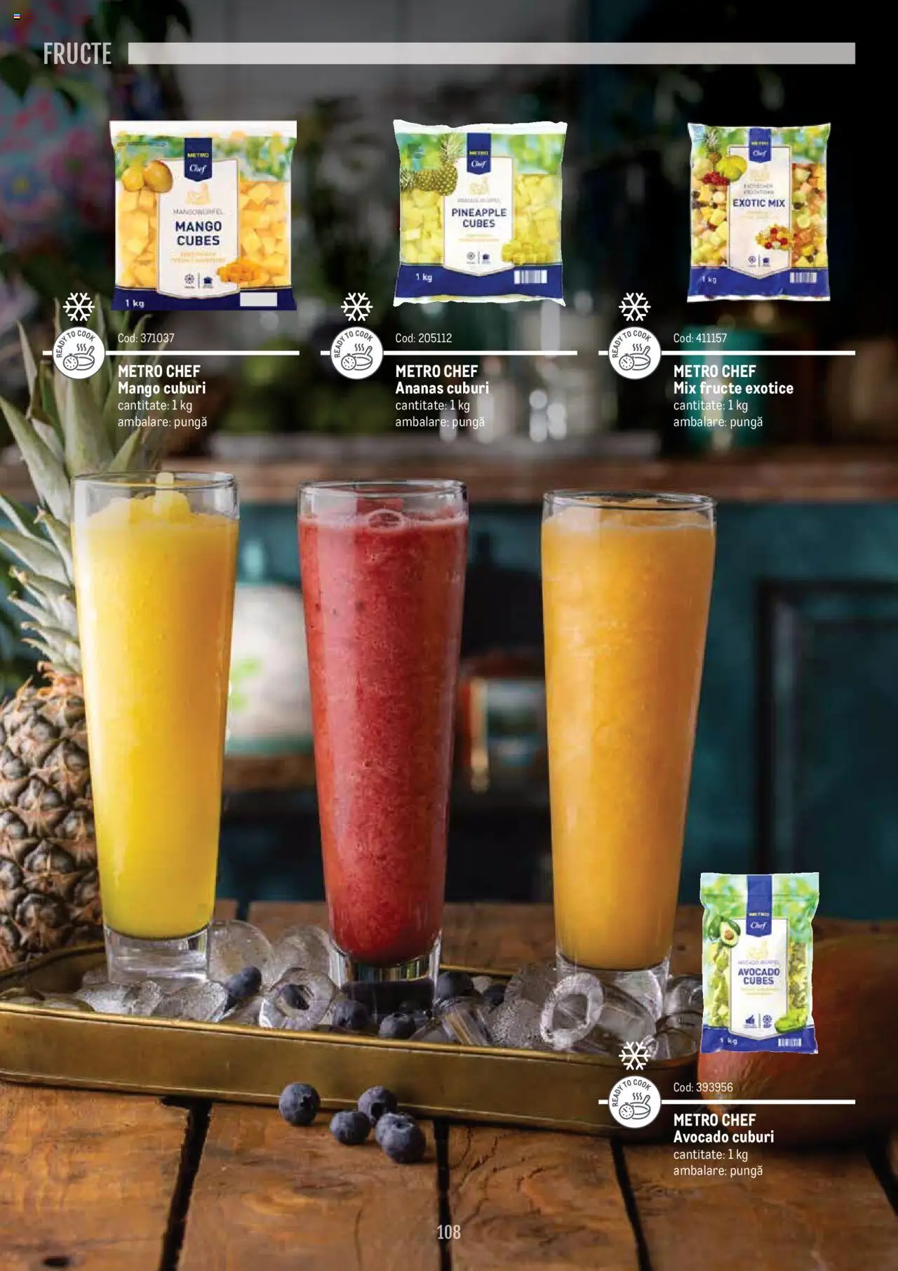Noul catalog Metro – valabil de la 14.11.2024 | Pagină: 108 | Produse: Pungă, Mix fructe, Ananas, Mango