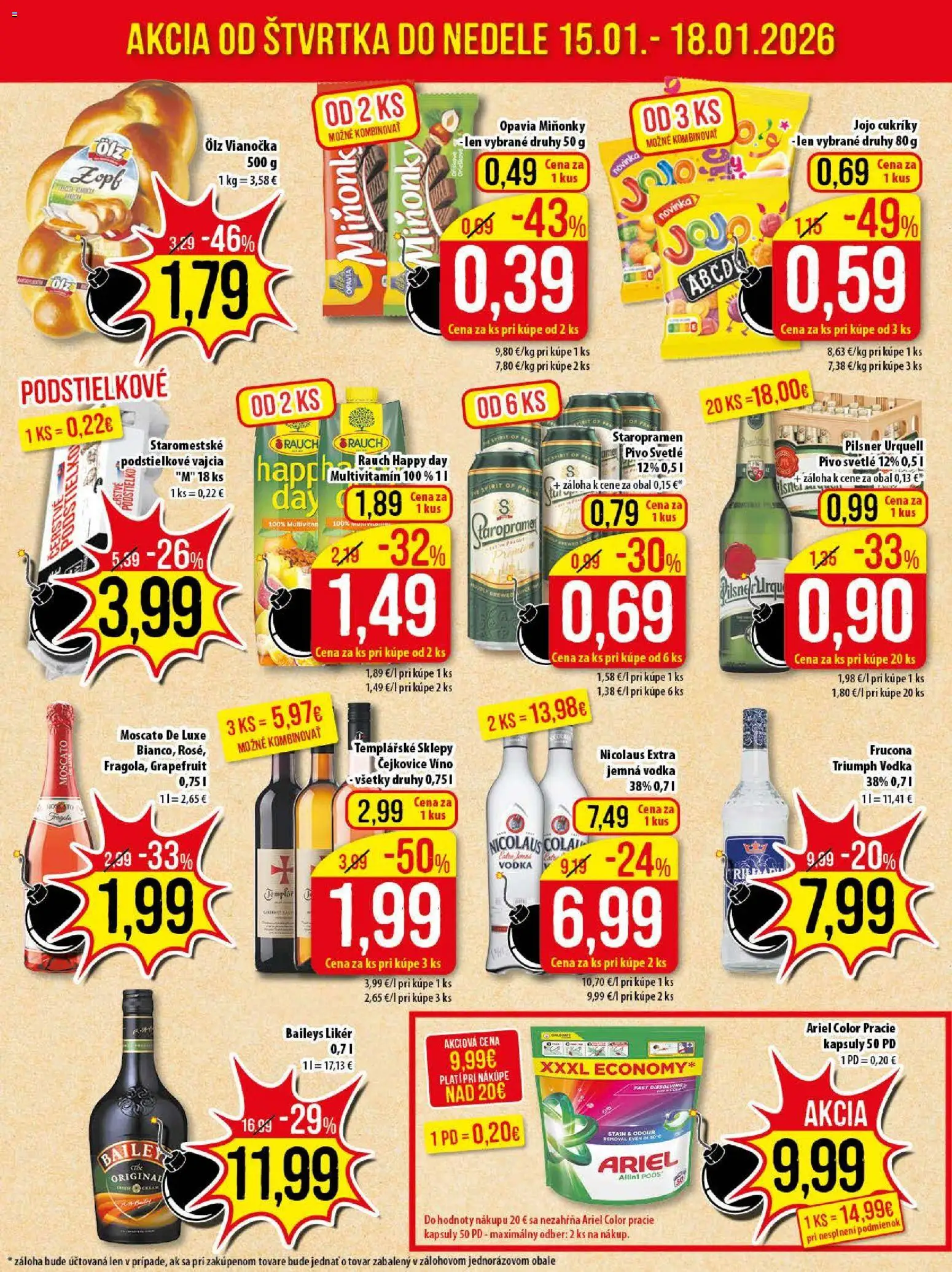 Nové Klas akcie – leták je platný od 12.01.2026 | Strana: 24 | Produkty: Víno, Cukríky, Vodka, Baileys