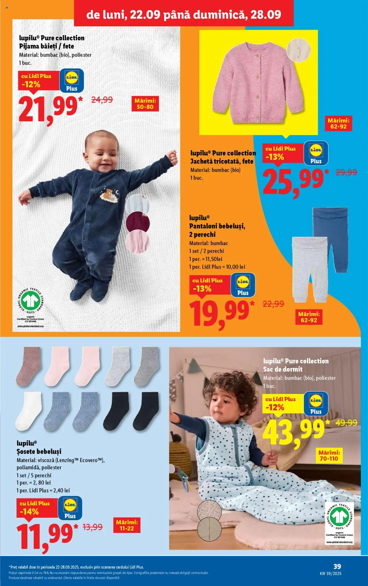Noul catalog Lidl – valabil de la 22.09.2025 | Pagină: 39 | Produse: Şerit ödül, Cardigan, Pantaloni, Șosete